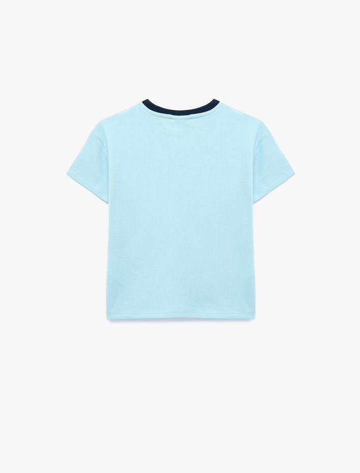Erkek Bebek Pamuklu Baskı Detaylı Bisiklet Yaka Kısa Kollu Tişört