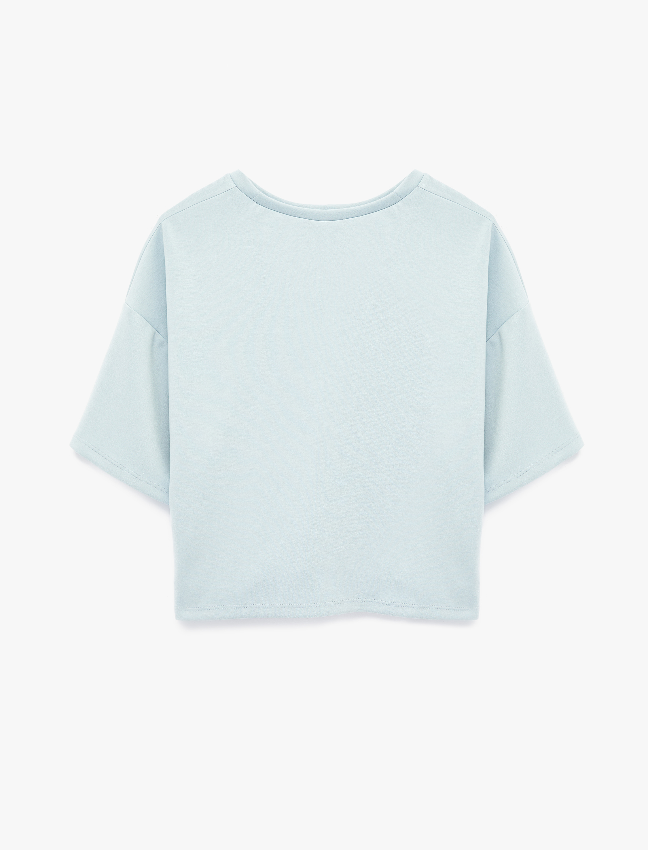   Rahat Kalıp Bisiklet Yaka Viskon Karışımlı Kısa Kollu Tişört