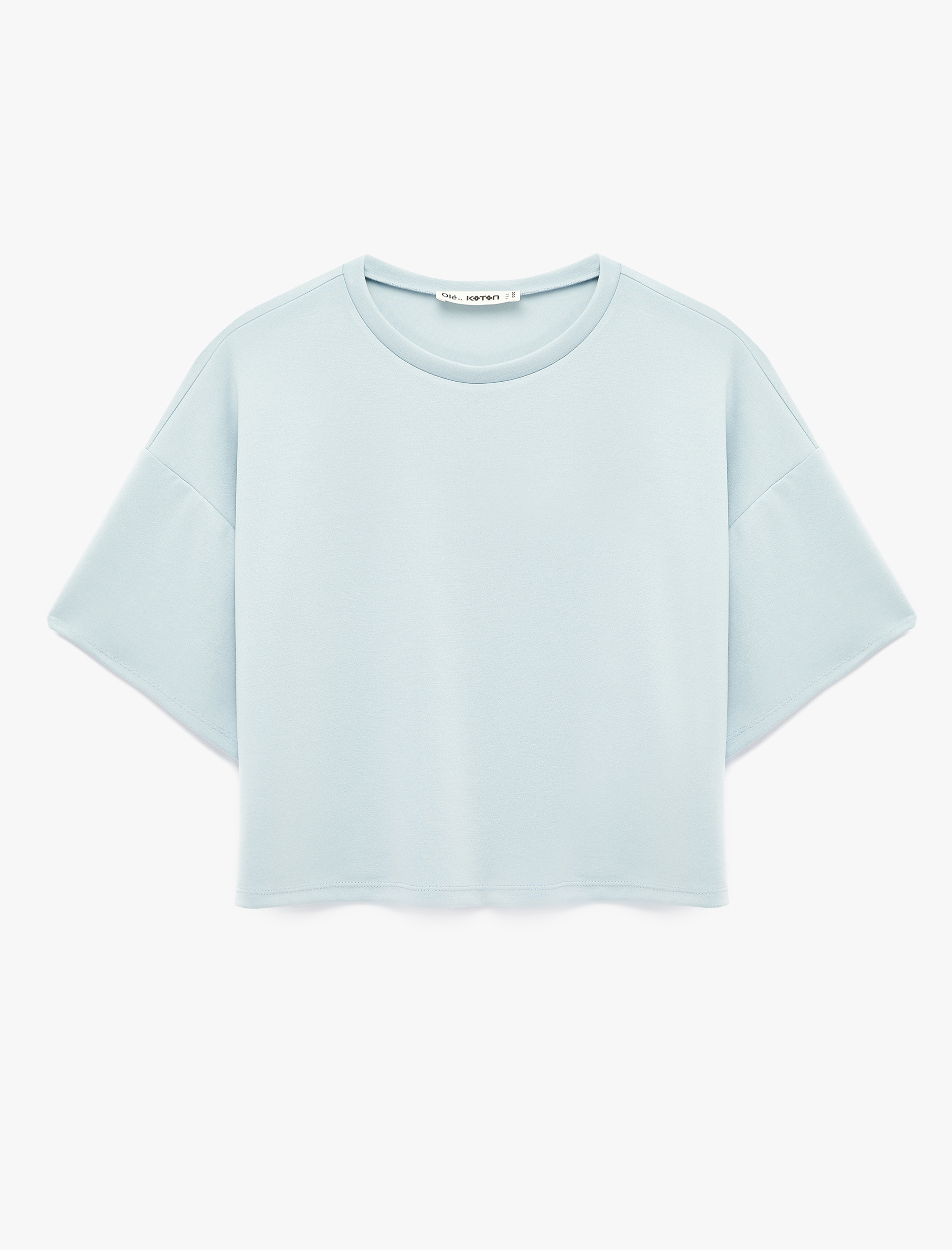   Rahat Kalıp Bisiklet Yaka Viskon Karışımlı Kısa Kollu Tişört