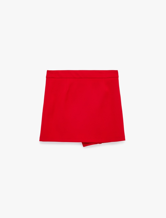  Asimetrik Kruvaze Mini Şort Etek