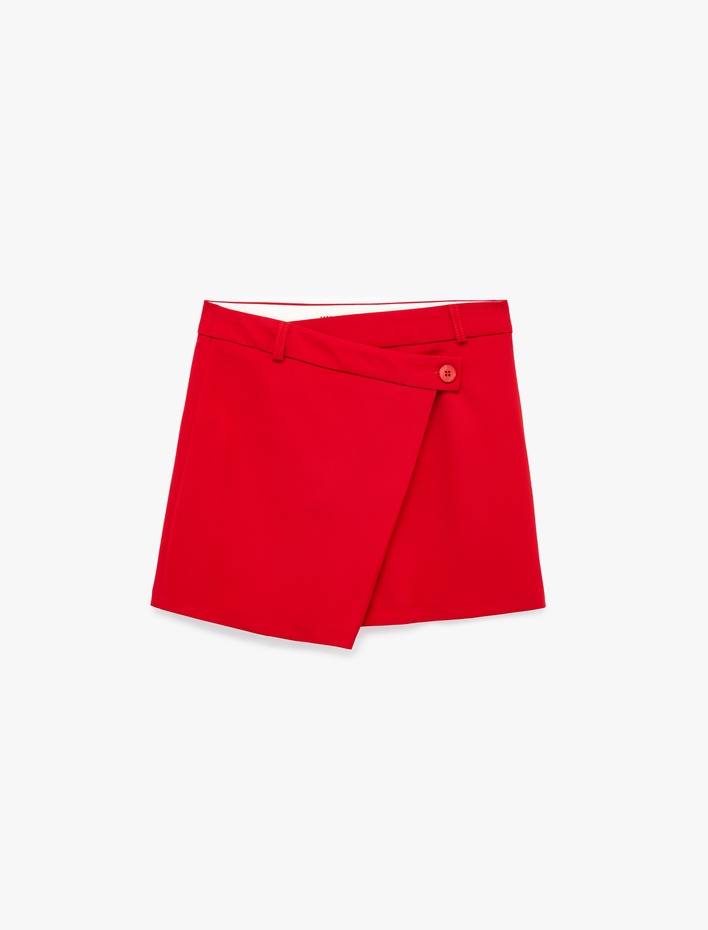  Asimetrik Kruvaze Mini Şort Etek