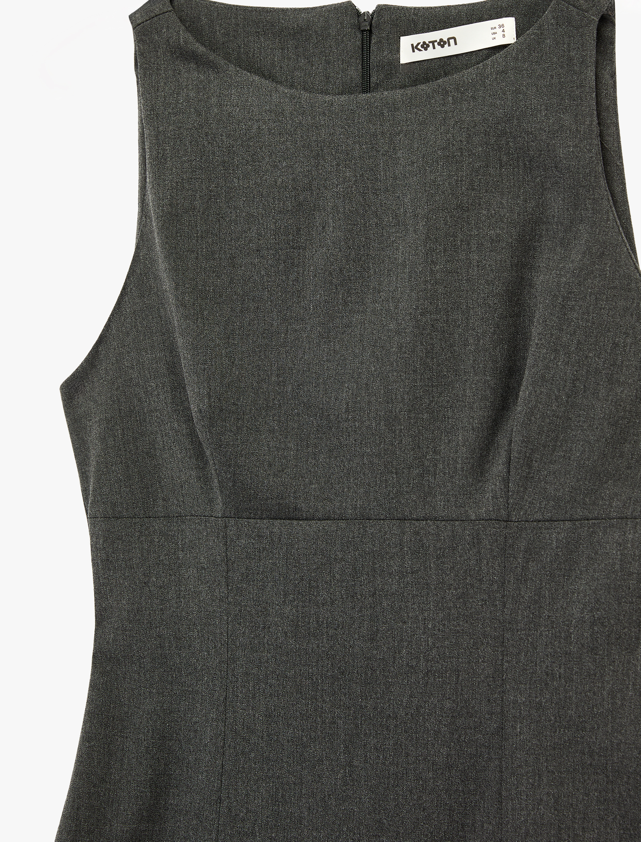   Yuvarlak Yaka Kolsuz Fırfırlı Mini Elbise