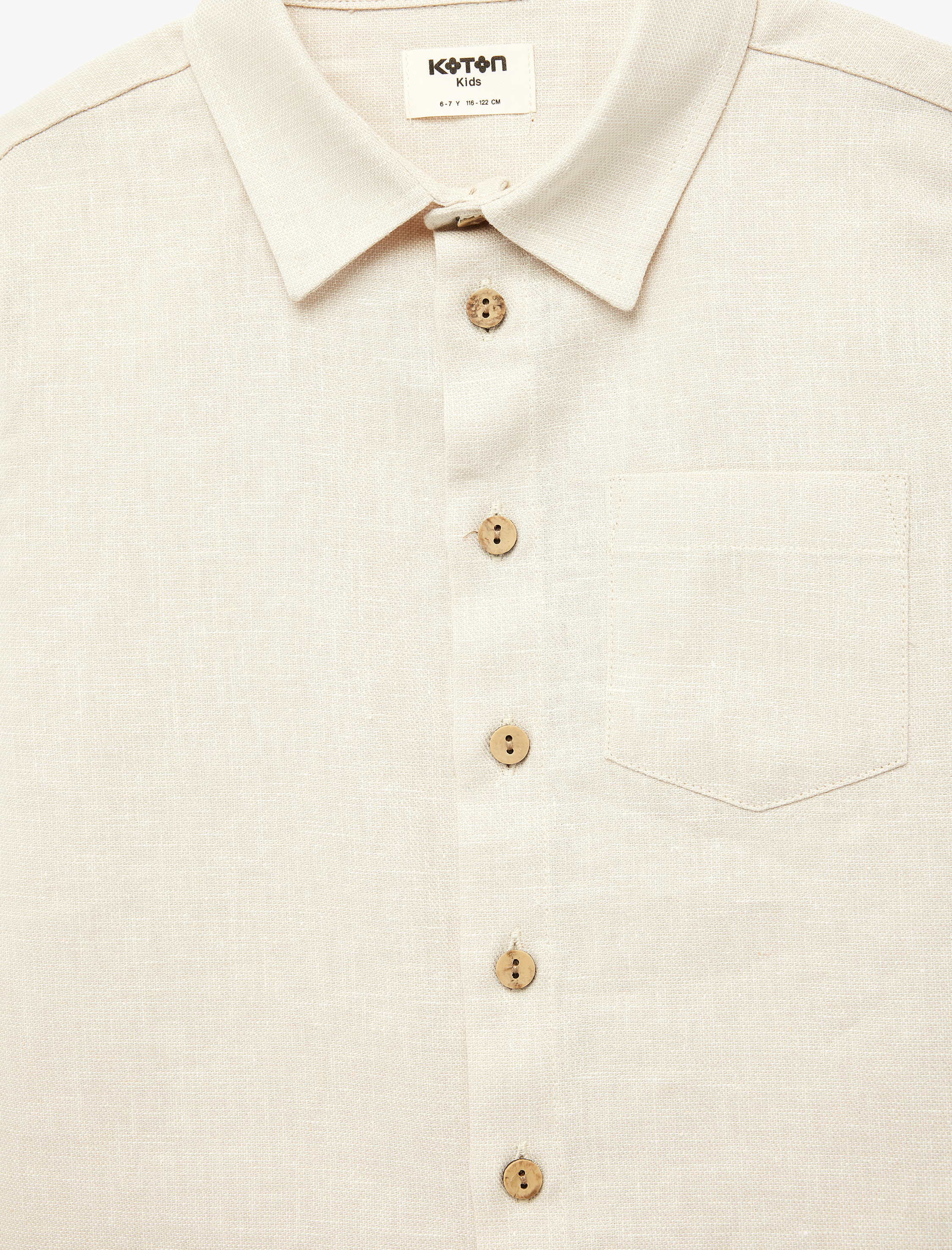  Erkek Çocuk Keten ve Pamuk Karışımlı Cepli Uzun Kollu Gömlek