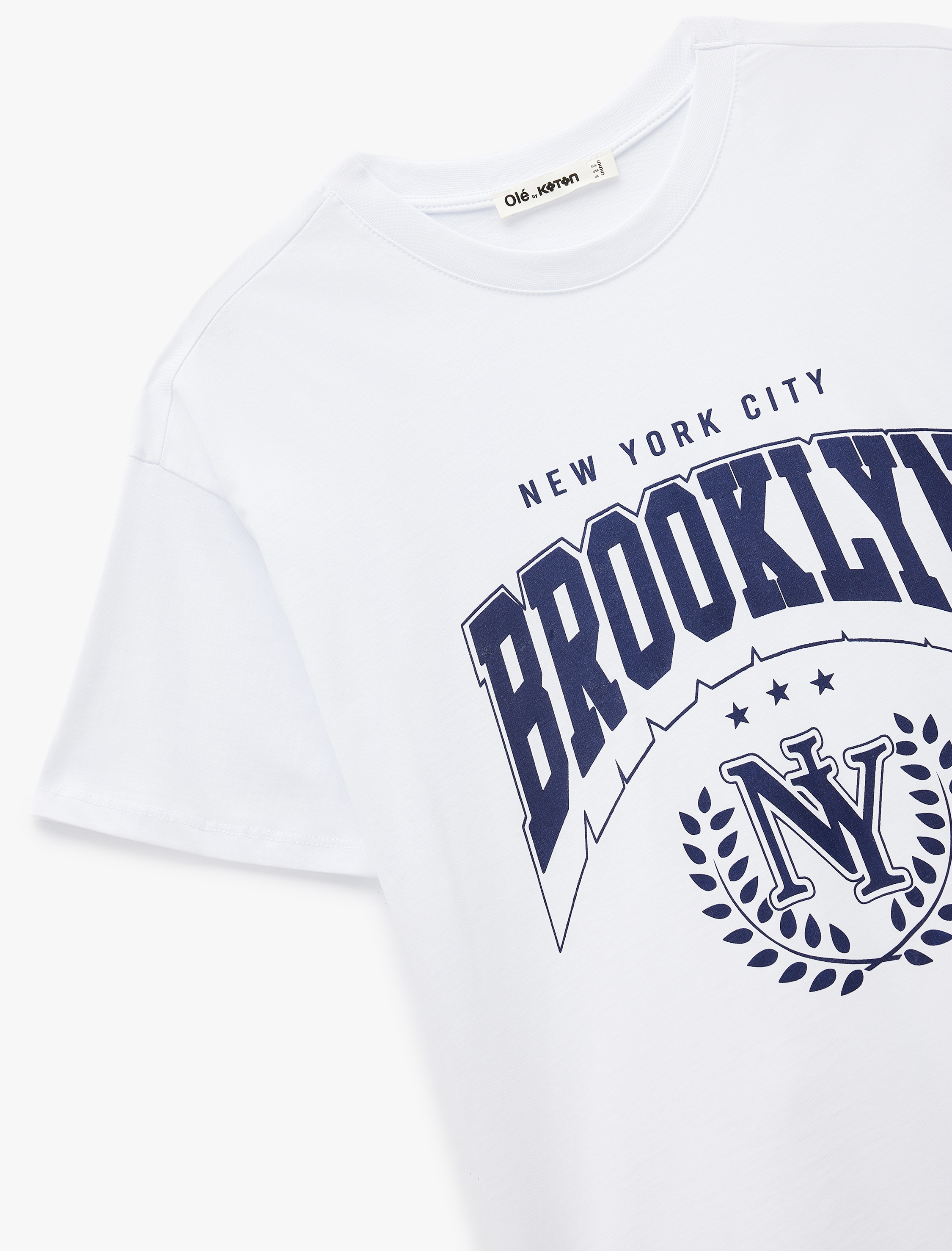   Pamuklu Baskılı Kısa Kollu Bisiklet Yaka Oversize Tişört