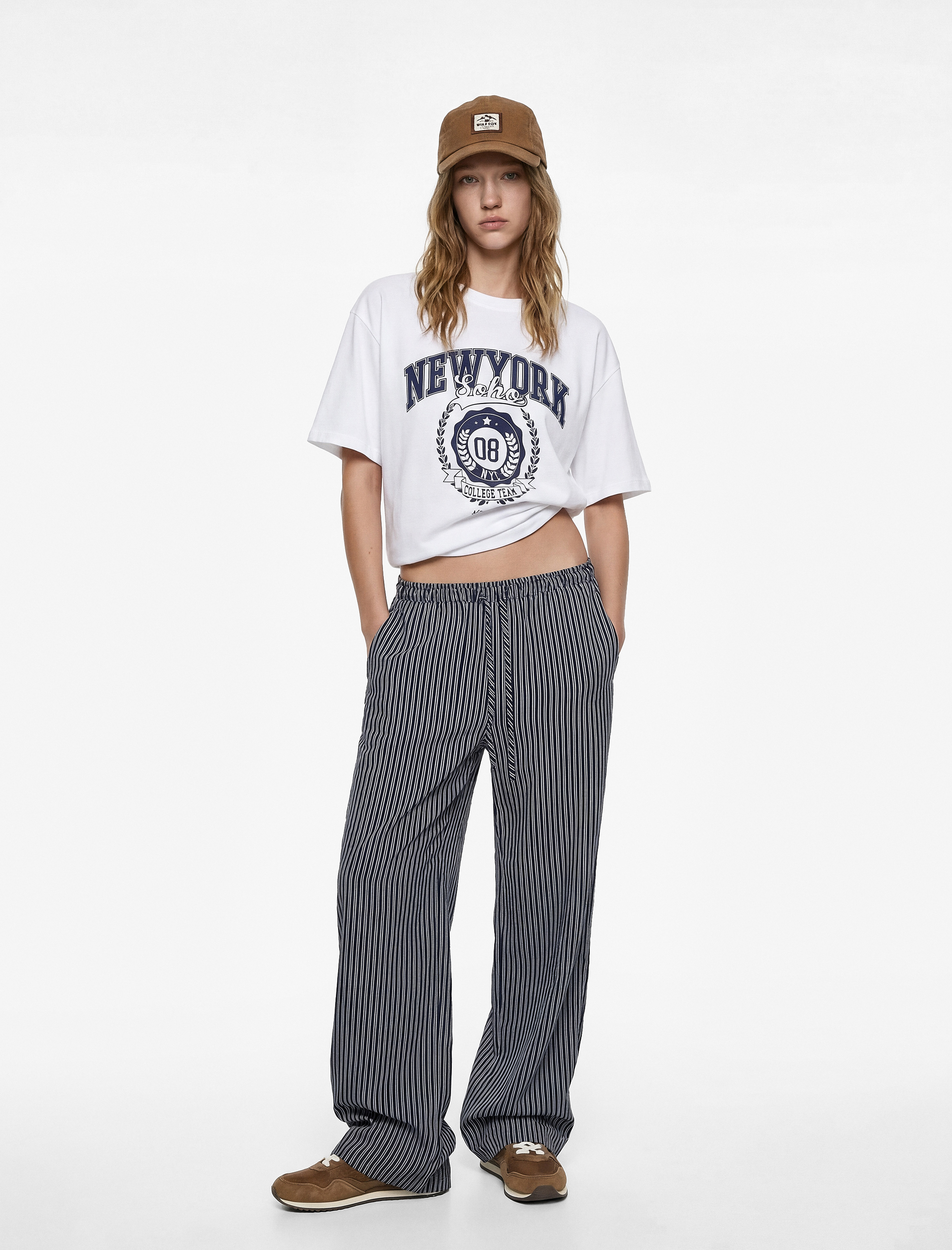   Kısa Kollu Bisiklet Yaka Pamuklu Oversize Baskılı Tişört