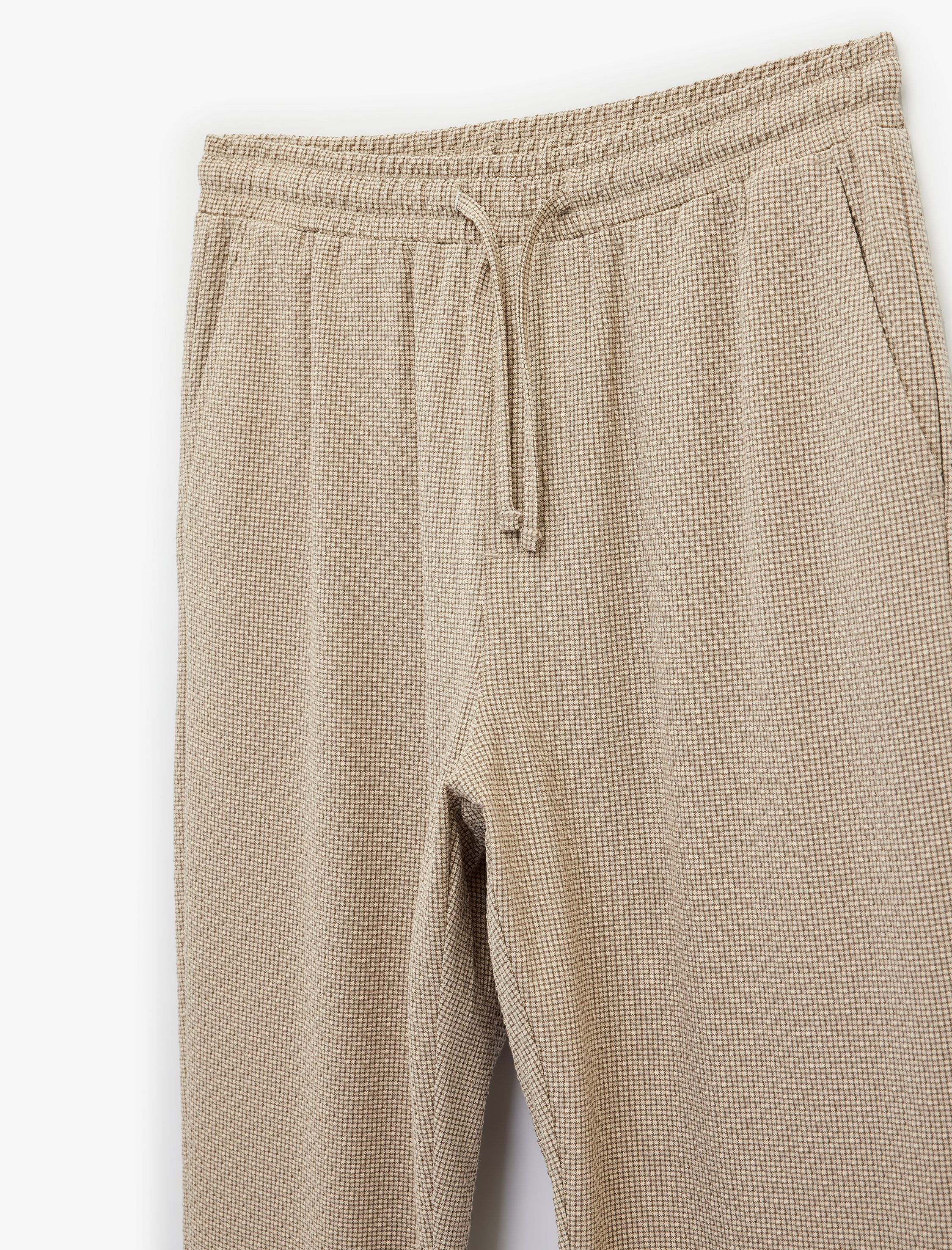   Duble Paça Cepli Viskon Karışımlı Beli Bağcıklı Pantolon