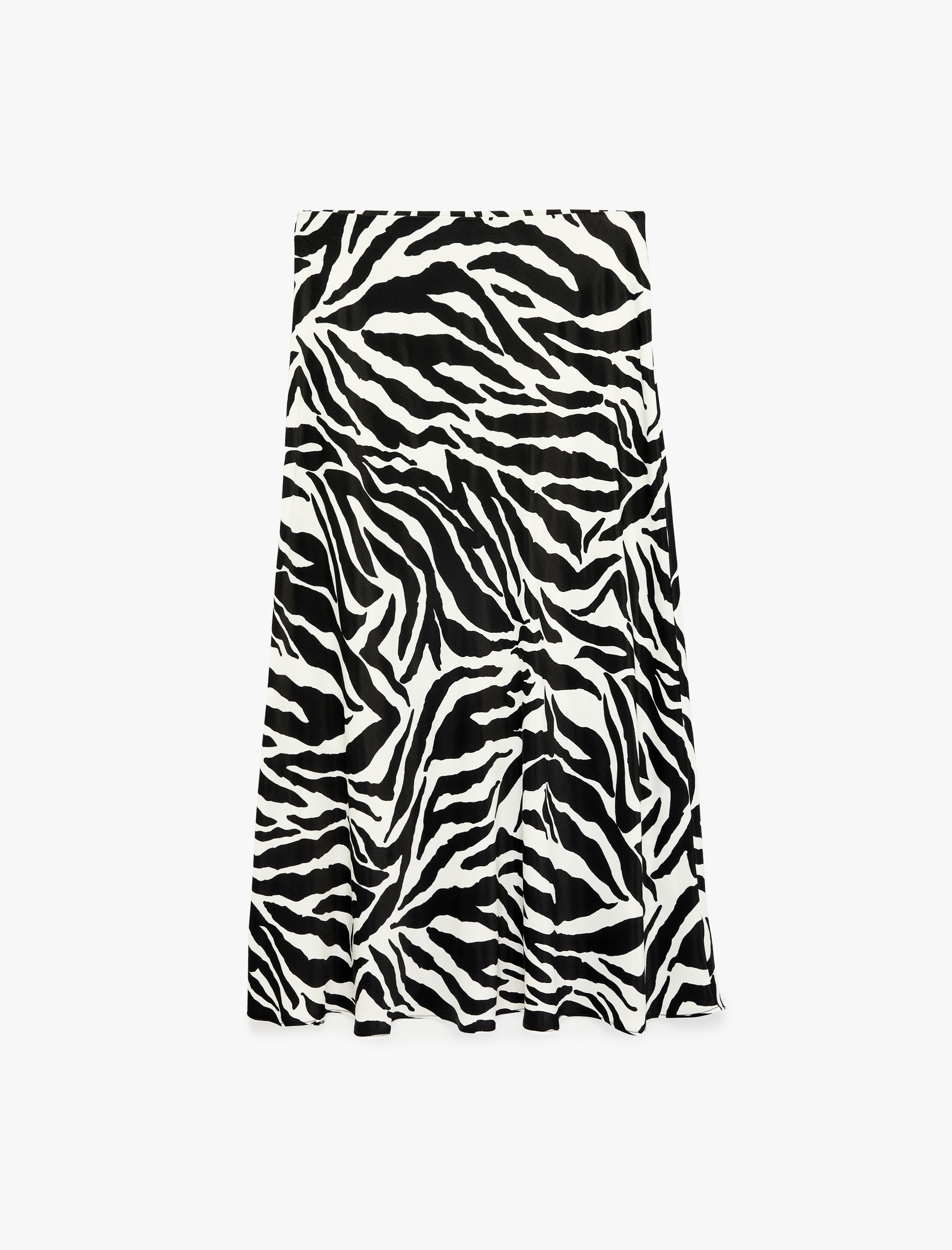   Zebra Desenli Midi Saten Etek