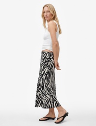 Zebra Desenli Midi Saten Etek