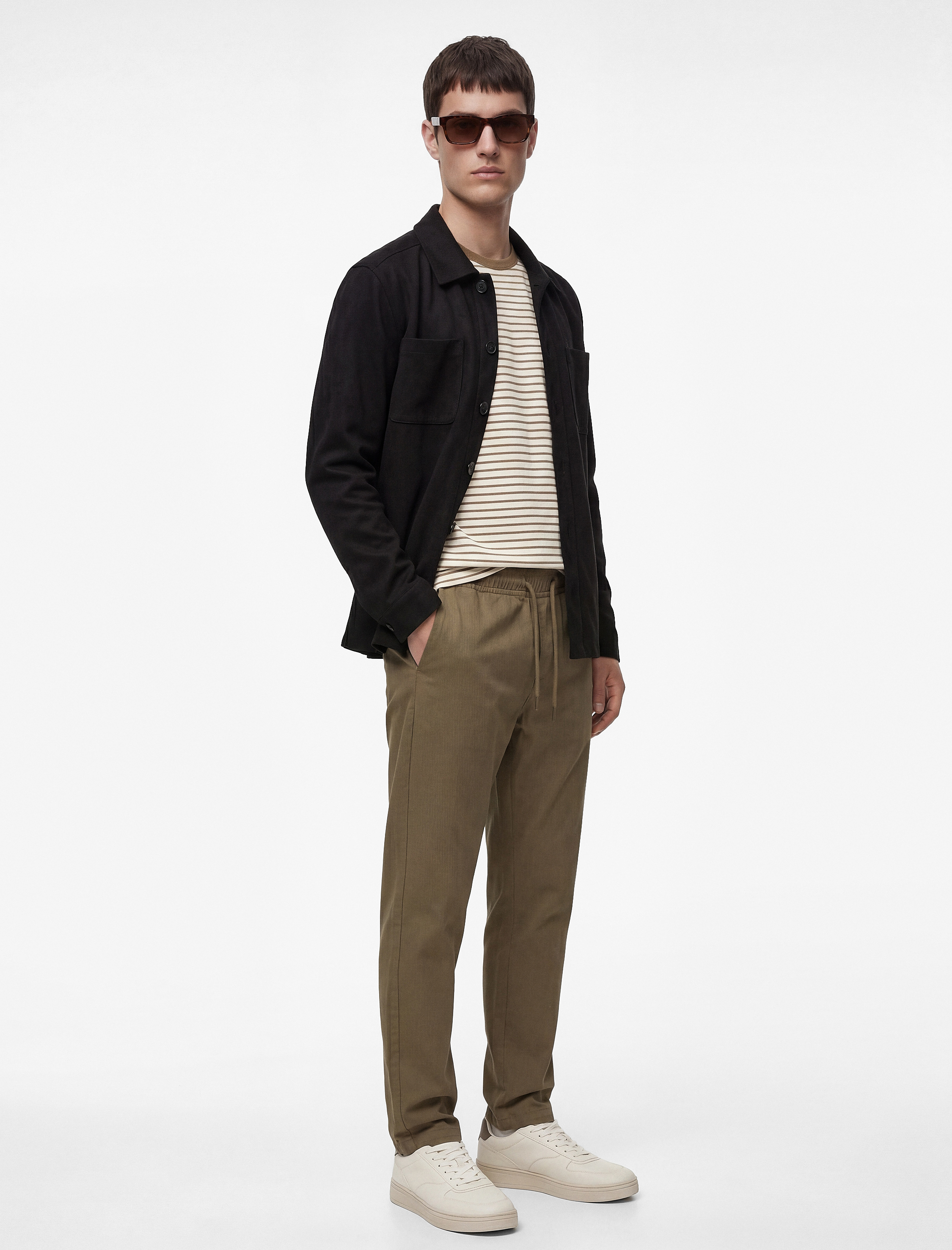   Regular Fit Pamuklu Cepli Gabardin Beli Bağcıklı Pantolon