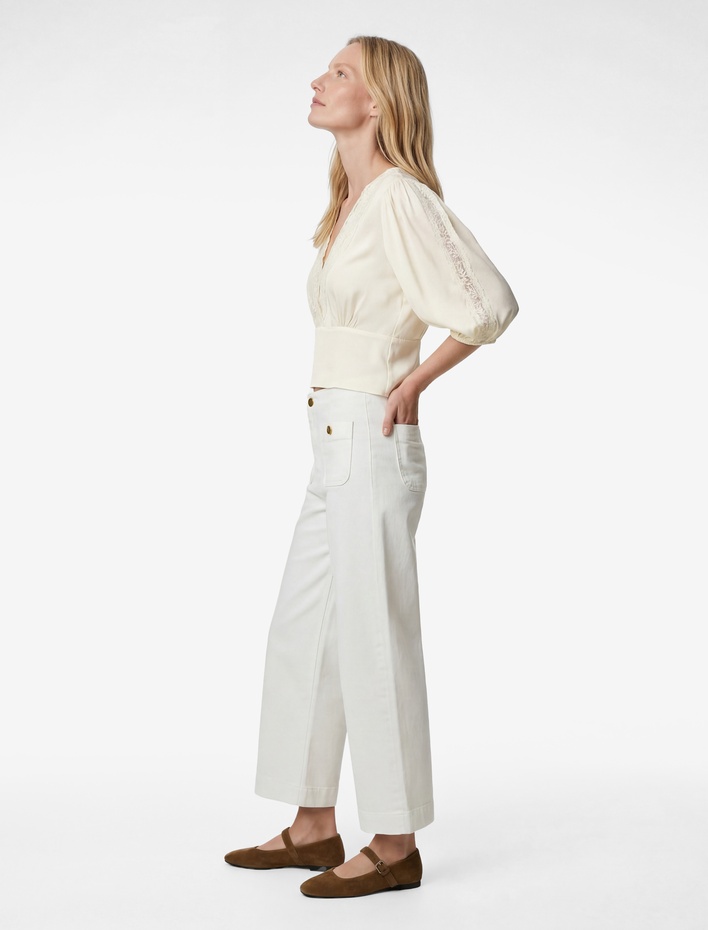  Pamuklu Cepli Normal Bel Culotte Pantolon - Culotte Jeans
