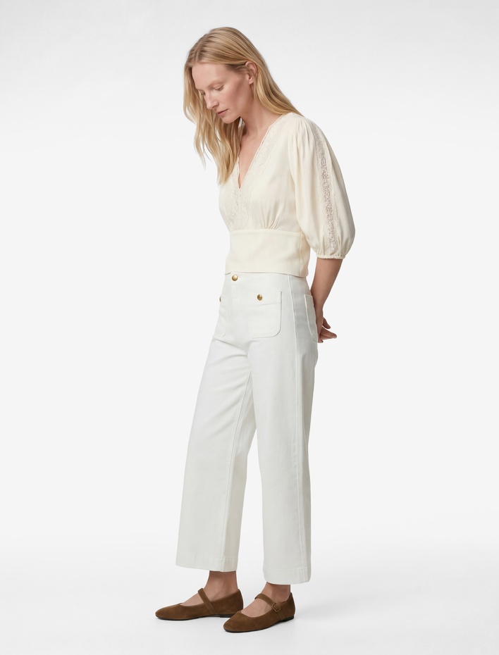  Pamuklu Cepli Normal Bel Culotte Pantolon - Culotte Jeans