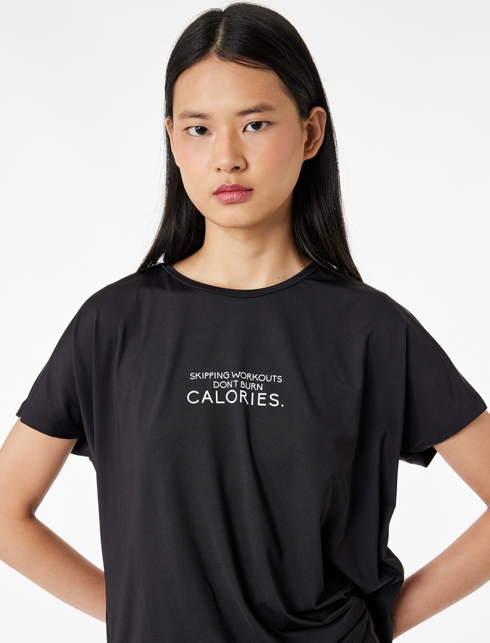  Baskılı Kısa Kollu Bisiklet Yaka Spor Tişört