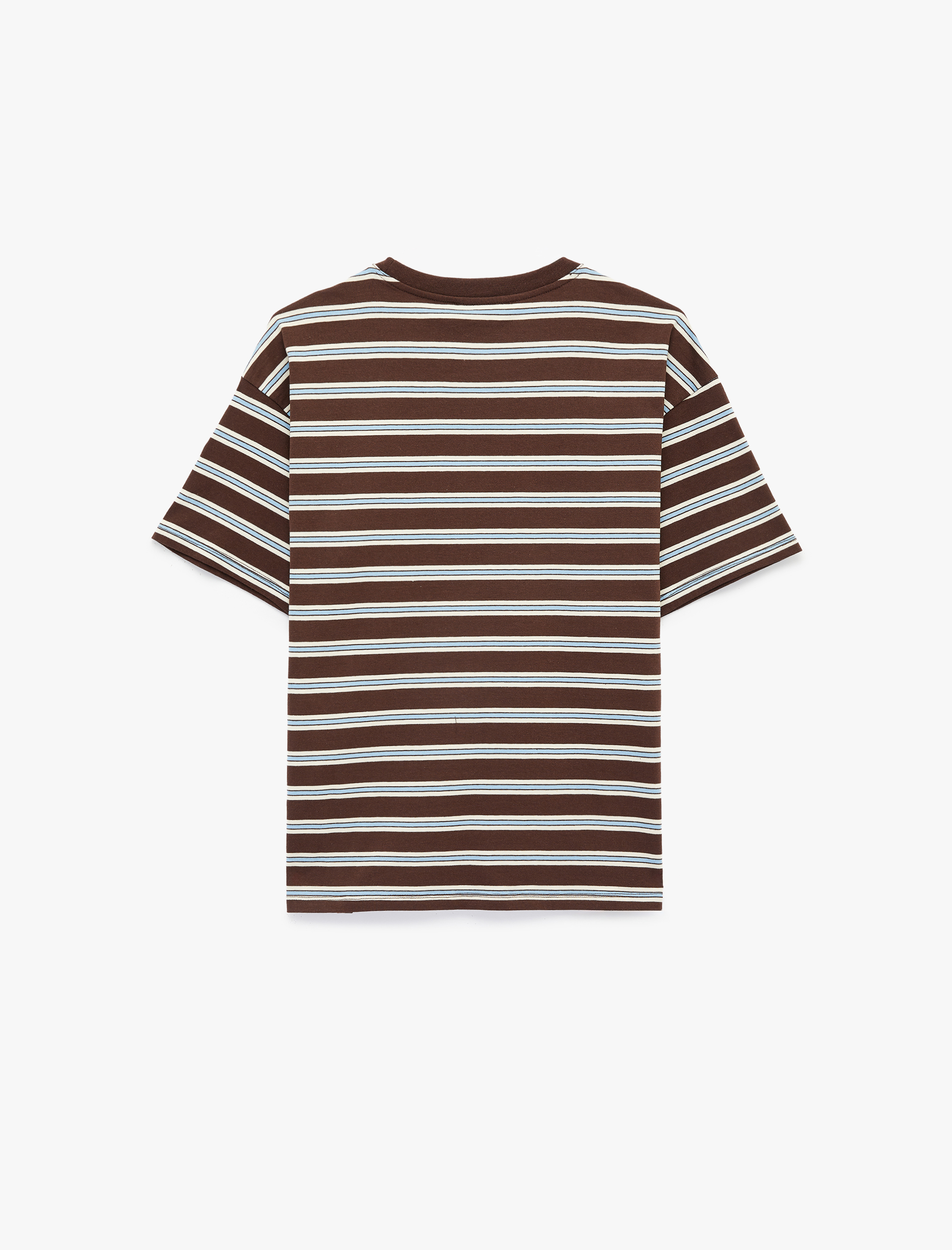   Kısa Kollu Bisiklet Yaka Rahat Kalıp Pamuklu Baskılı Tişört