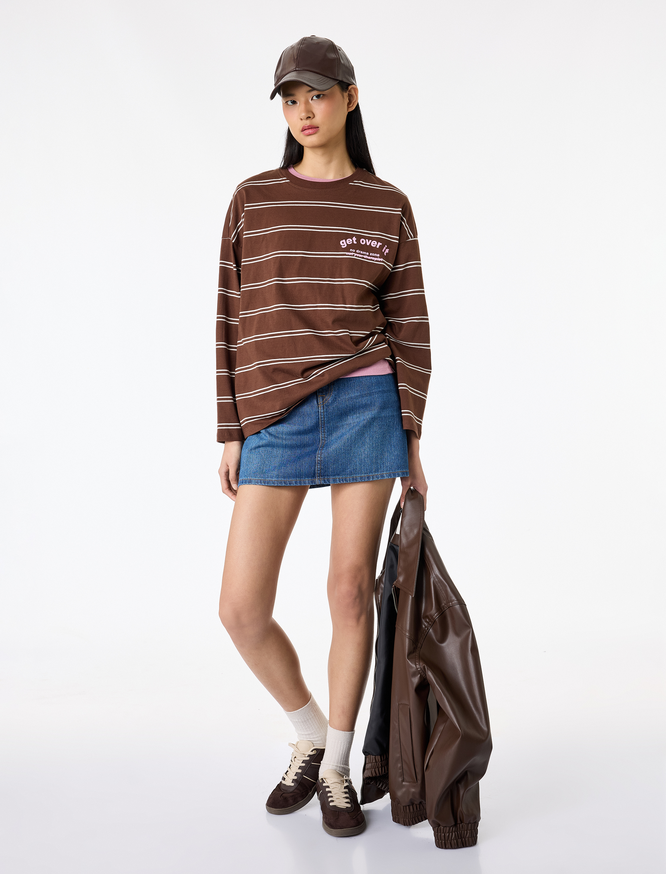   Pamuklu Cepli Düğmeli Mini A Kesim Denim Etek