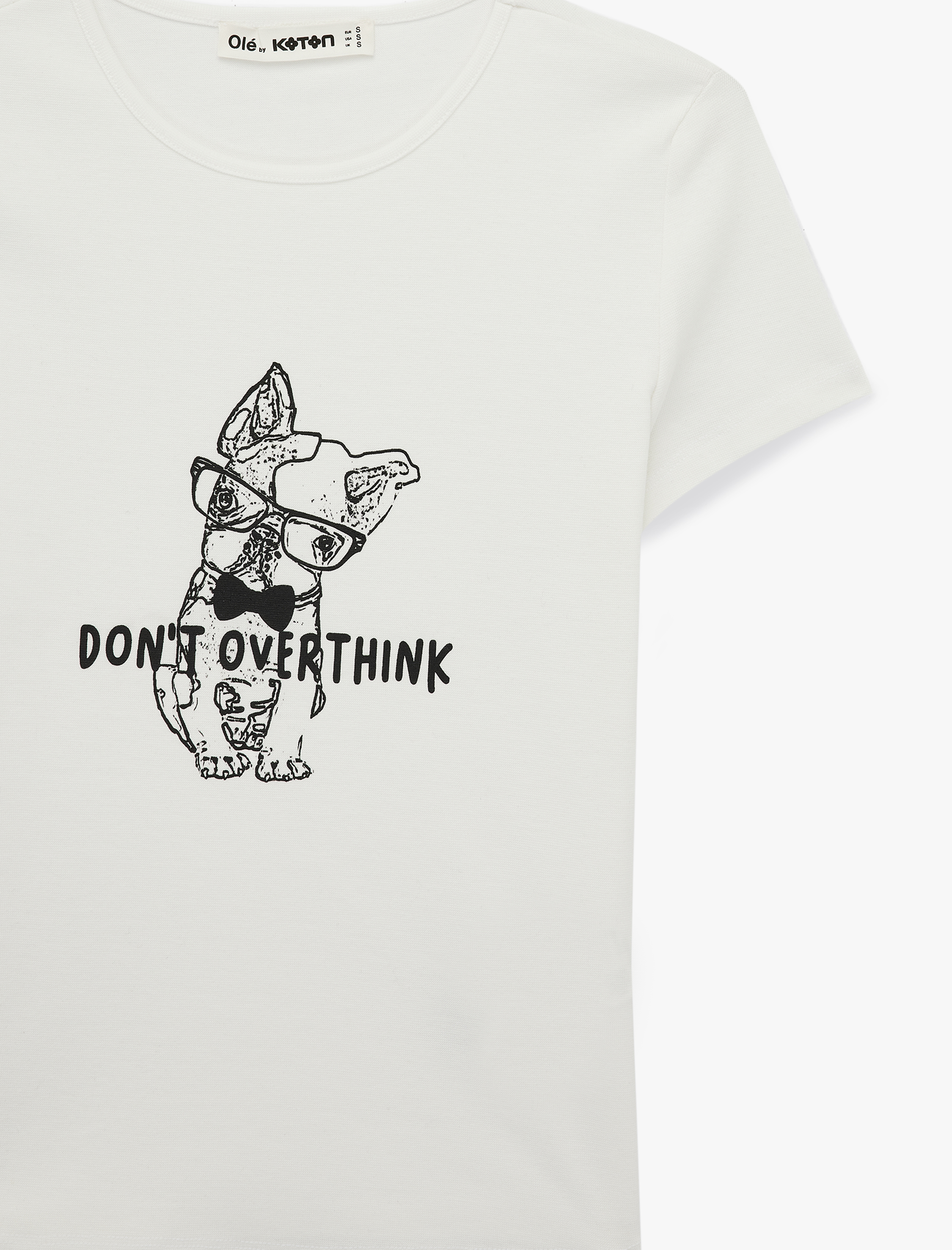   Slim Fit Pamuklu Kısa Kollu Bisiklet Yaka Köpek Baskılı Tişört