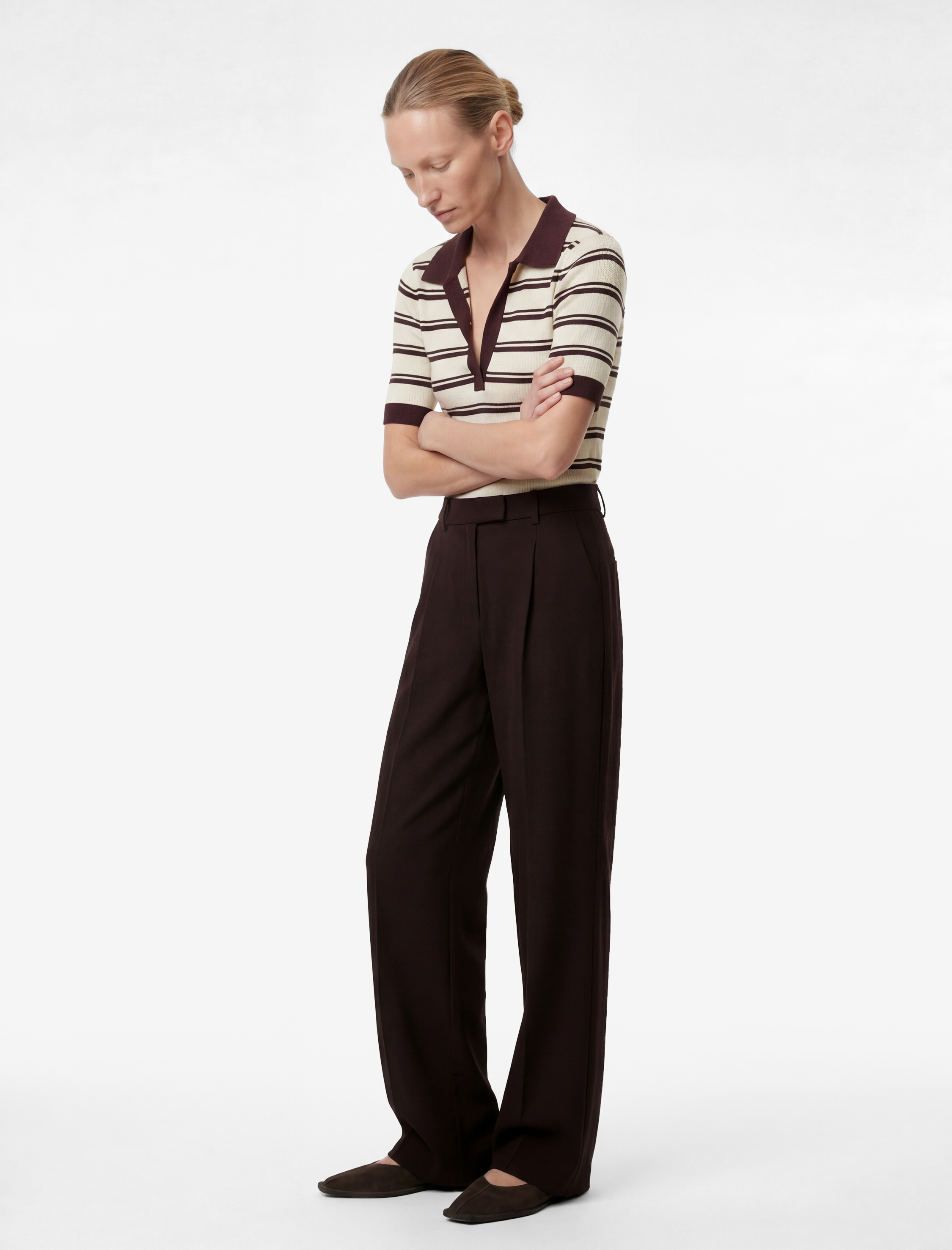   Krep Palazzo Yüksek Bel Kumaş Pantolon