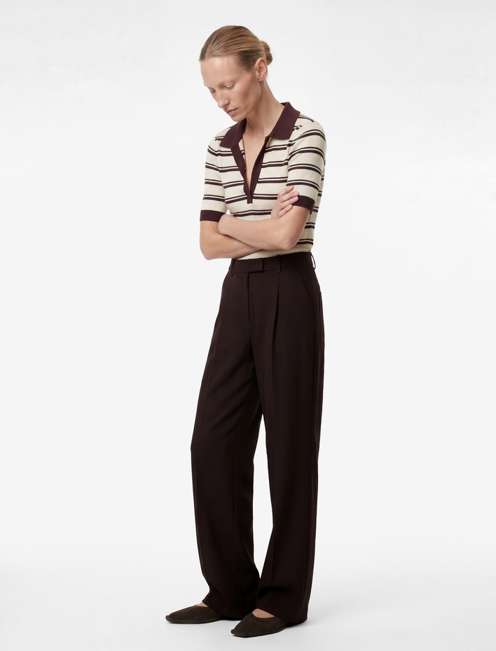  Krep Palazzo Yüksek Bel Kumaş Pantolon