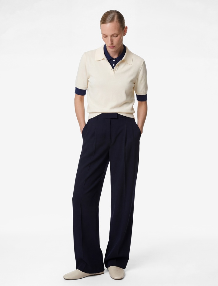  Krep Palazzo Yüksek Bel Kumaş Pantolon