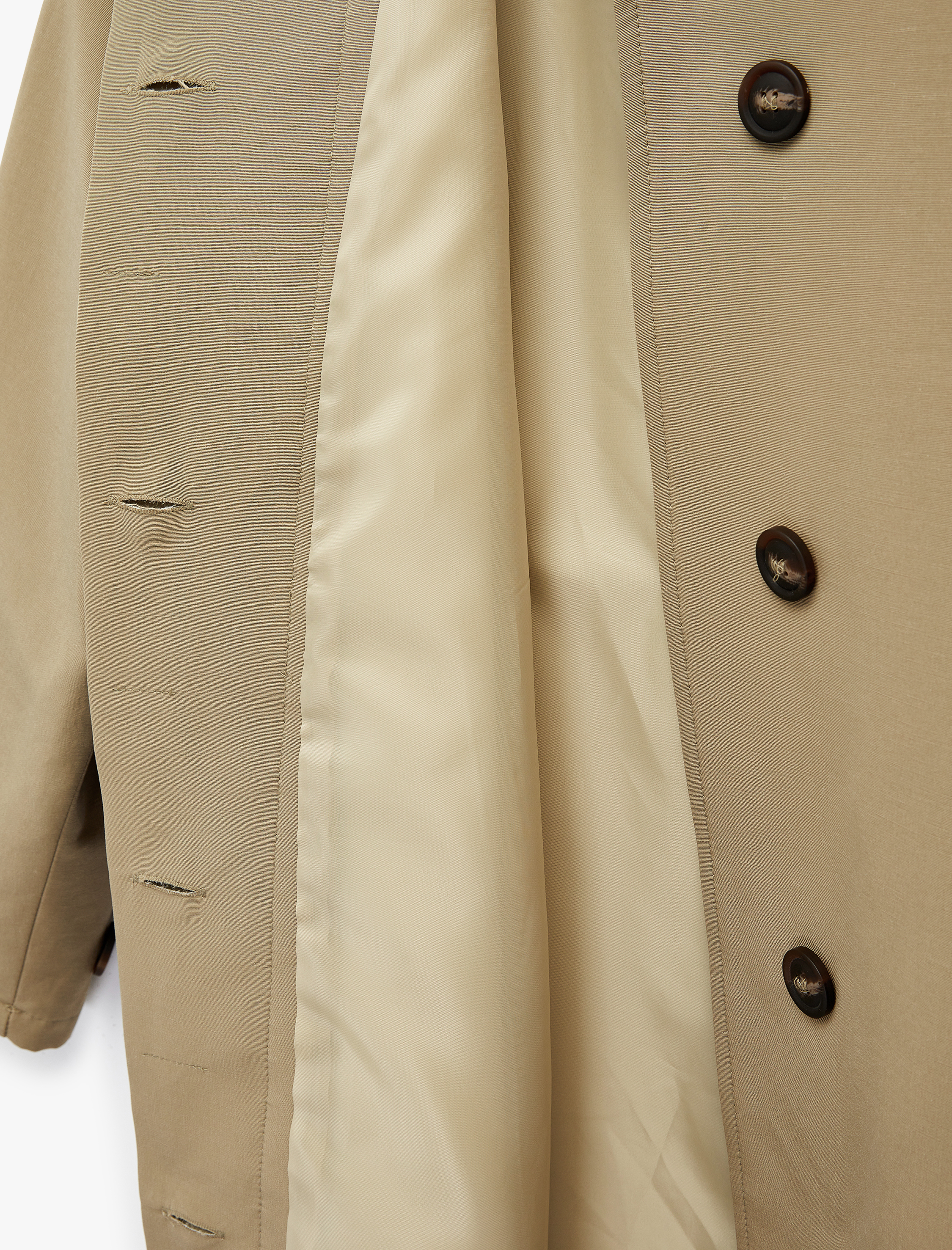   Uzun Kollu Cepli Gabardin Oversize Kemerli Trençkot