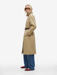 Uzun Kollu Cepli Gabardin Oversize Kemerli Trençkot