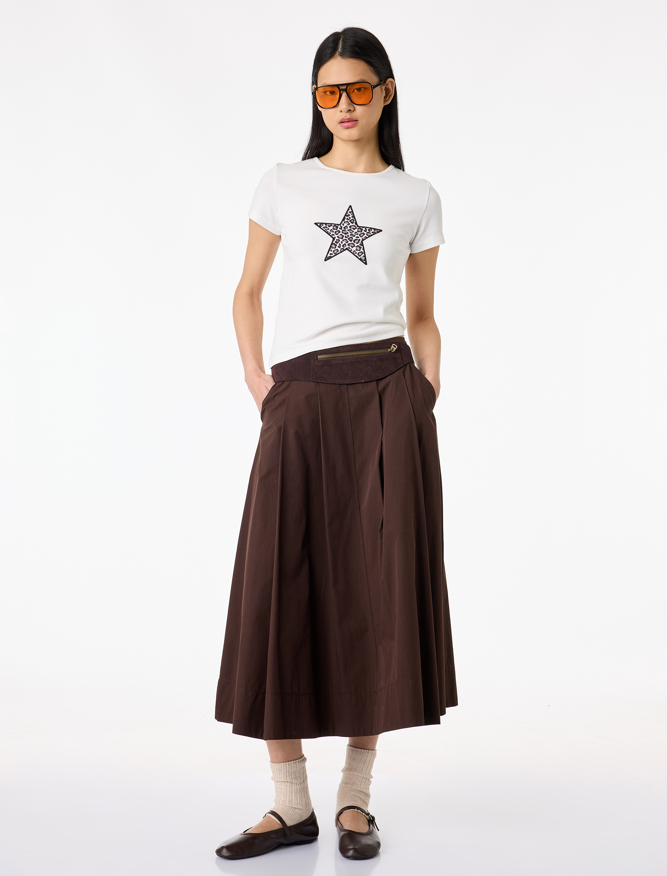   Baskılı Kısa Kollu Bisiklet Yaka Pamuklu Tişört