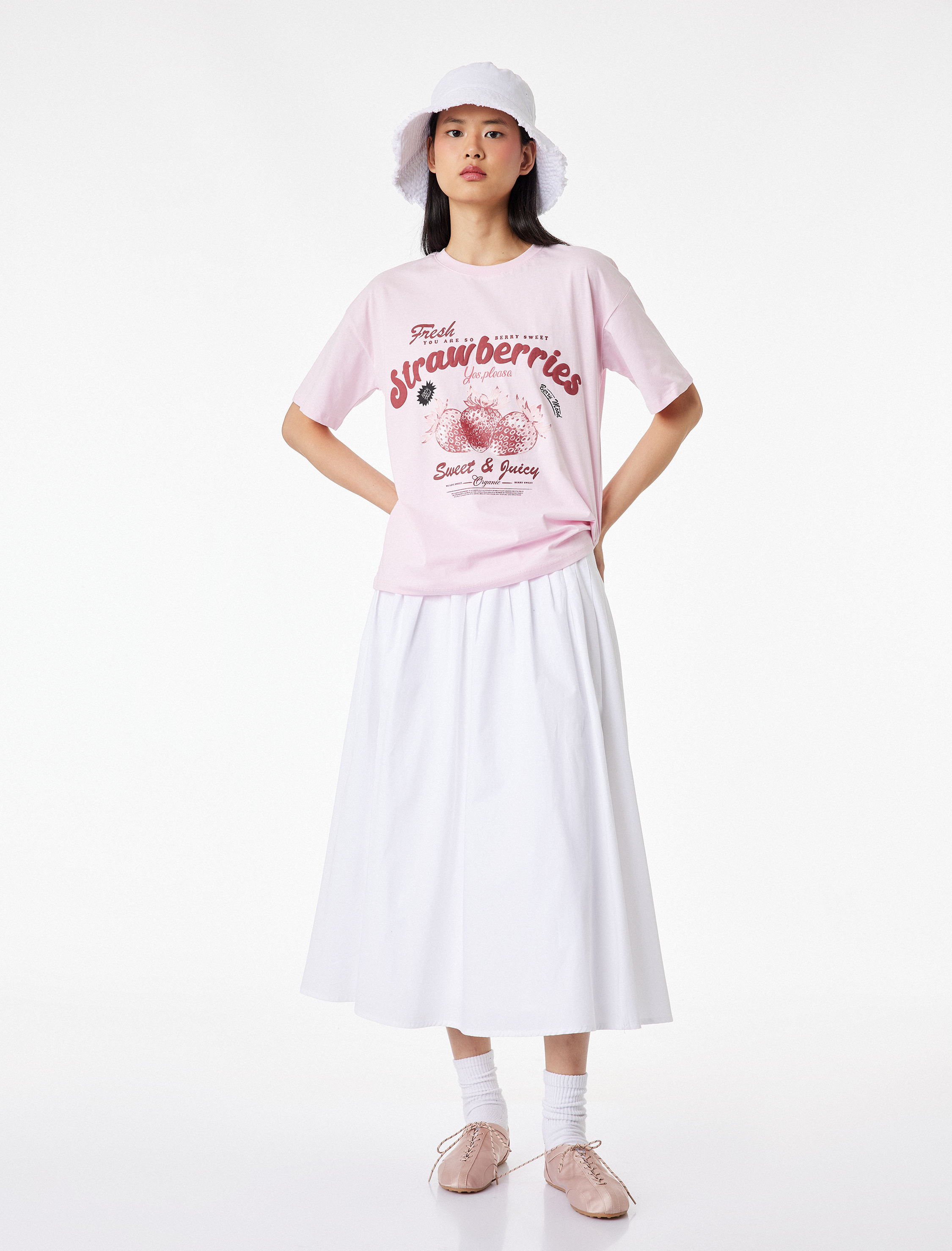   Pamuklu Kısa Kollu Baskılı Bisiklet Yaka Tişört