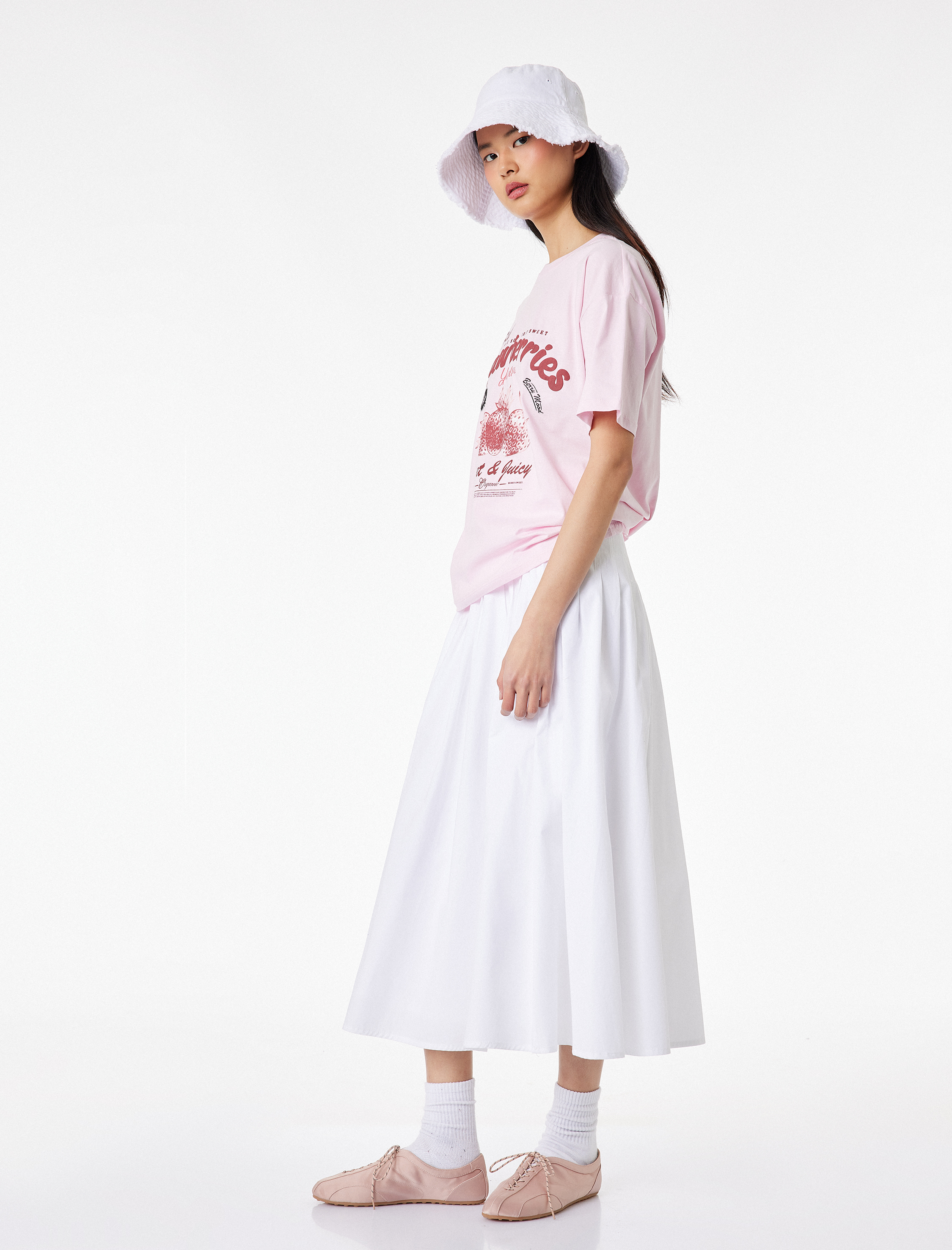   Pamuklu Kısa Kollu Baskılı Bisiklet Yaka Tişört