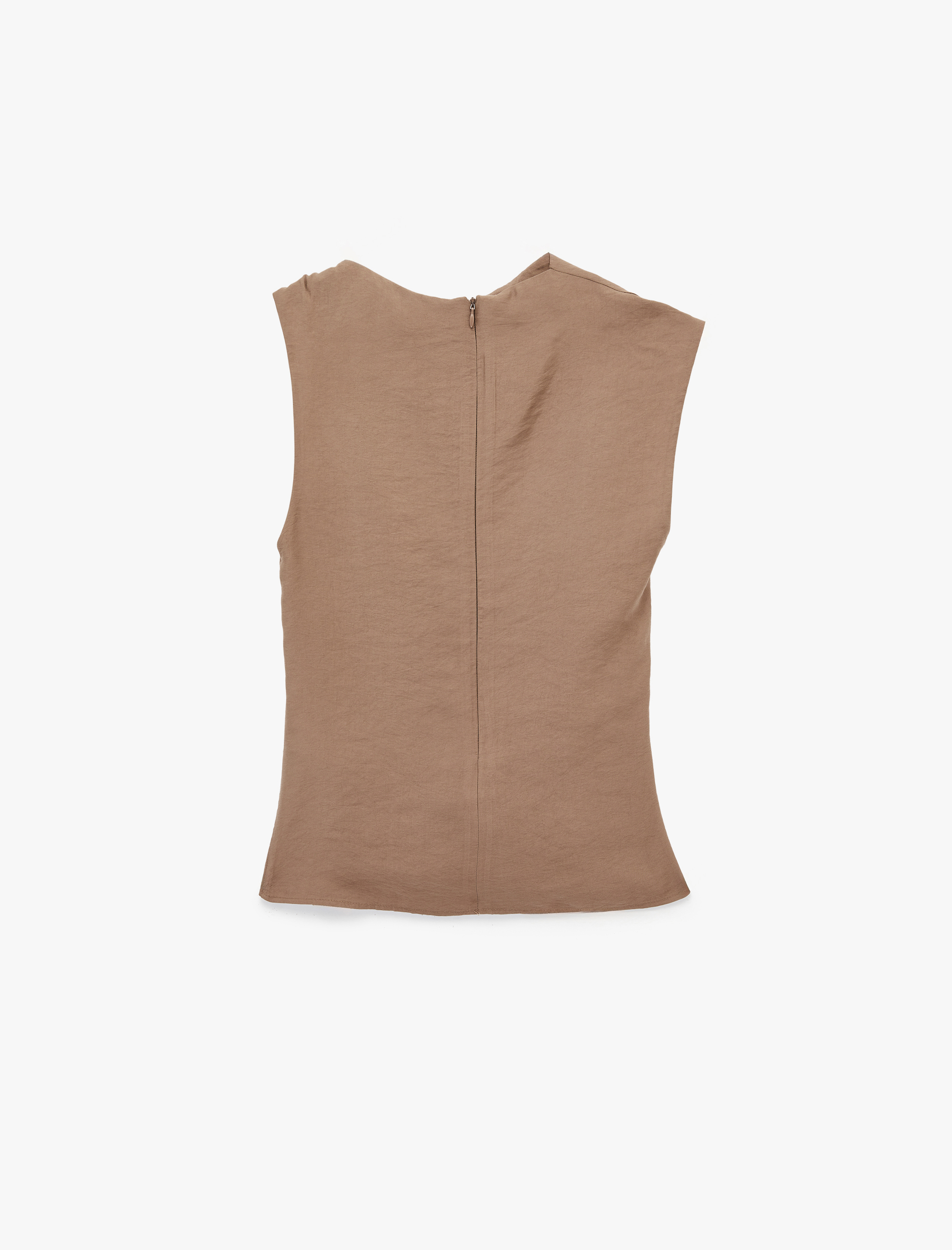   Modal Kumaş Kolsuz Kayık Yaka Aksesuar Detaylı Bluz