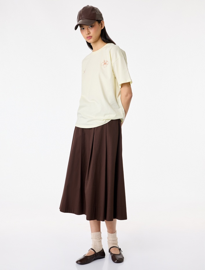  Rahat Kalıp Kısa Kollu Bisiklet Yaka Pamuklu Baskılı Tişört