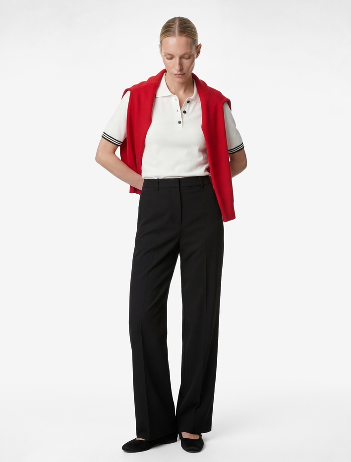  Krep Palazzo Yüksek Bel Kumaş Pantolon