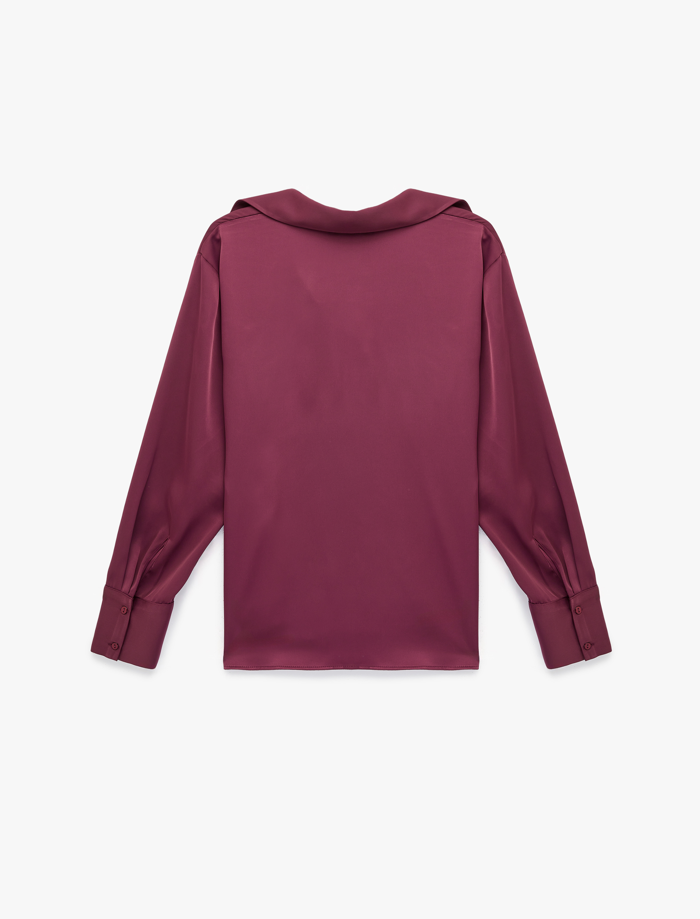   Klasik Yaka Uzun Kollu Rahat Kalıp Düğmeli Saten Gömlek