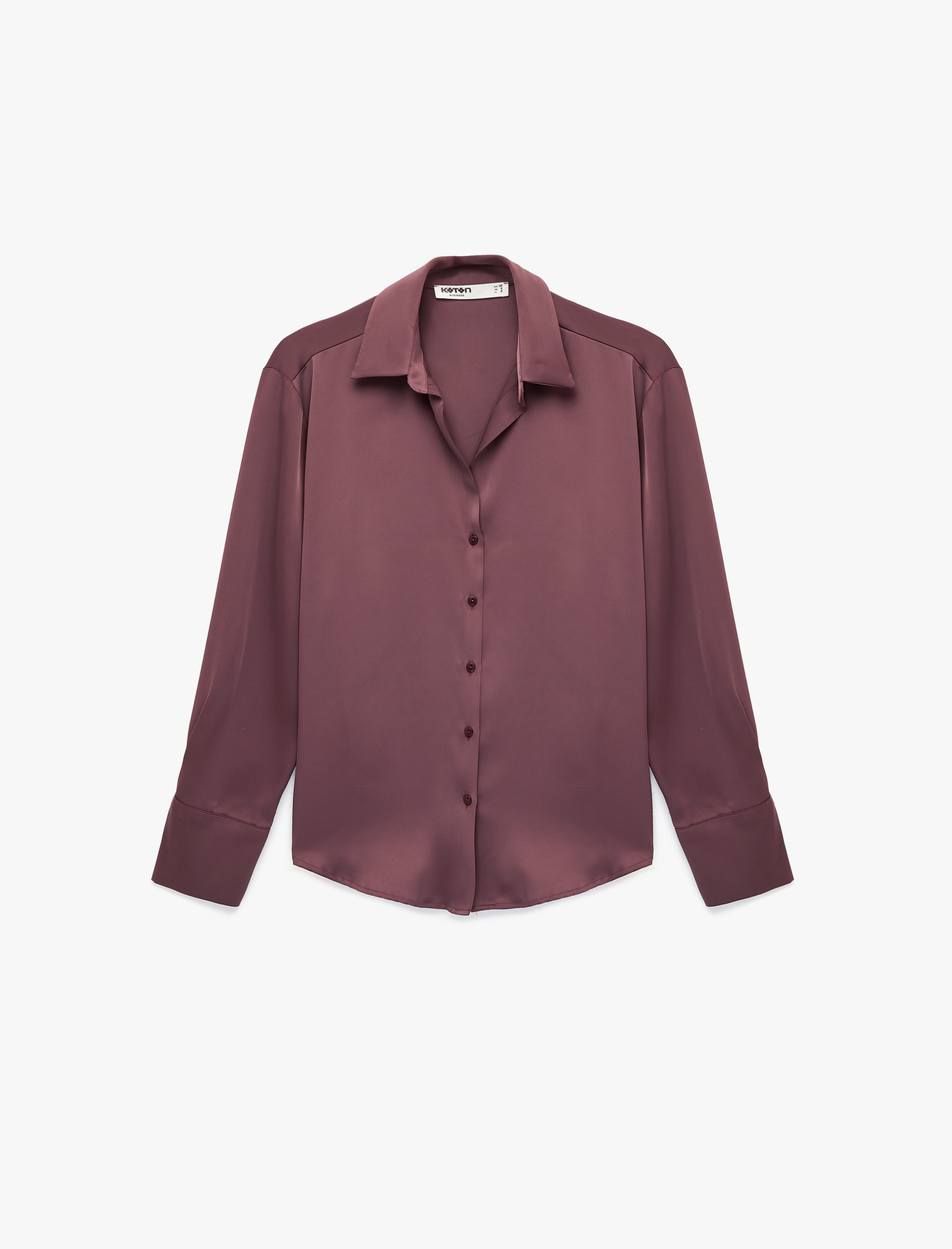   Klasik Yaka Uzun Kollu Rahat Kalıp Düğmeli Saten Gömlek