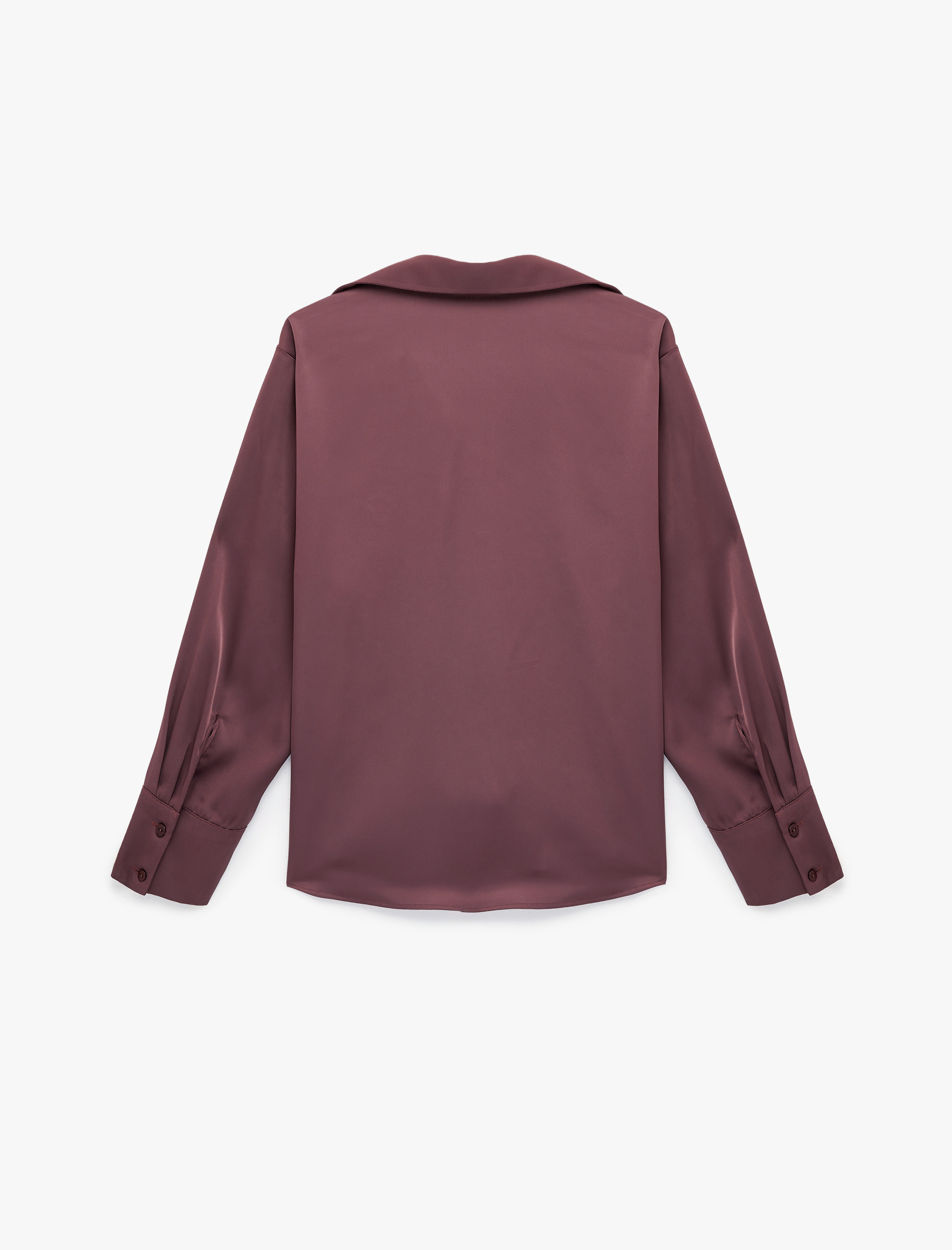   Klasik Yaka Uzun Kollu Rahat Kalıp Düğmeli Saten Gömlek