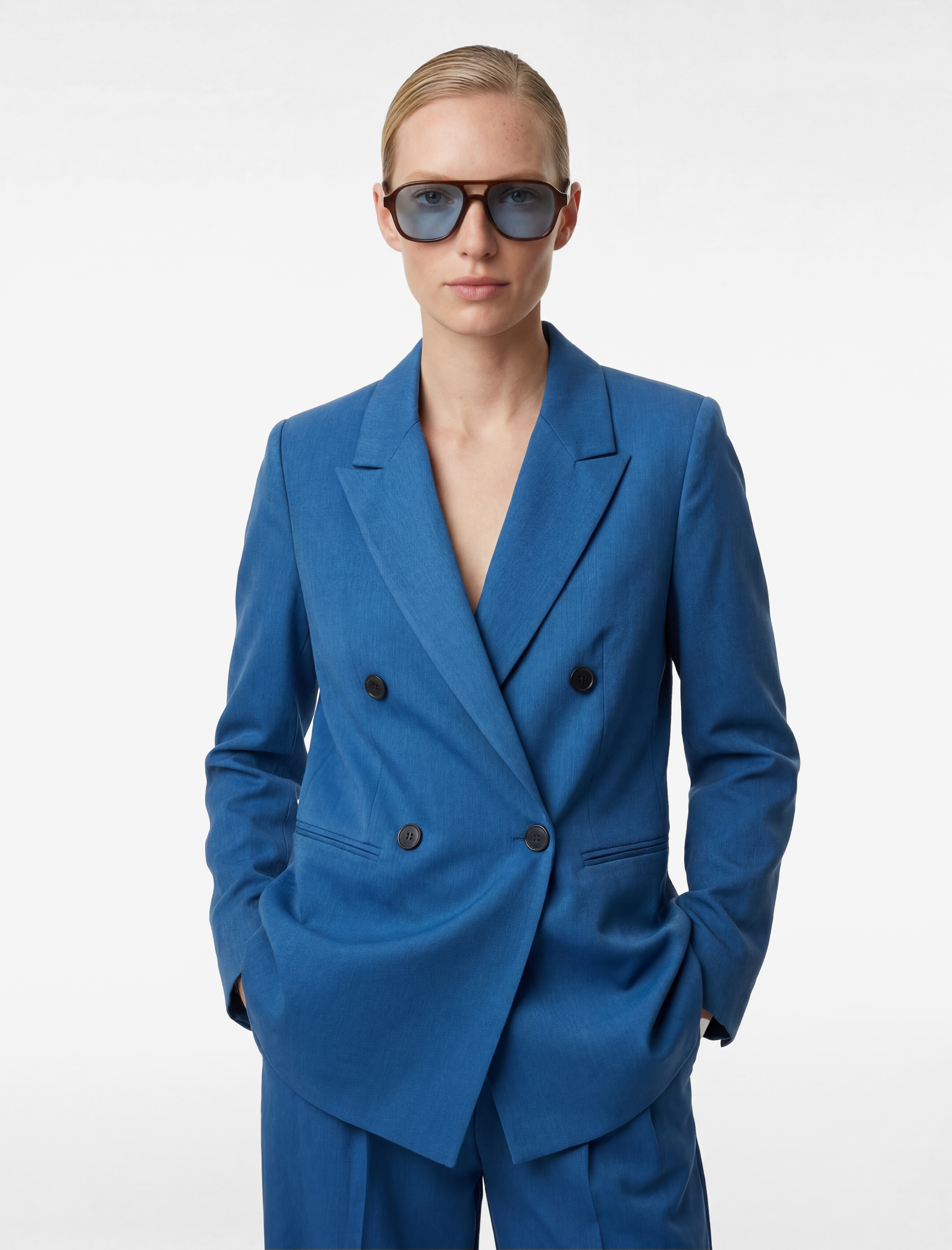   Kruvaze Yaka Uzun Kollu Blazer Ceket