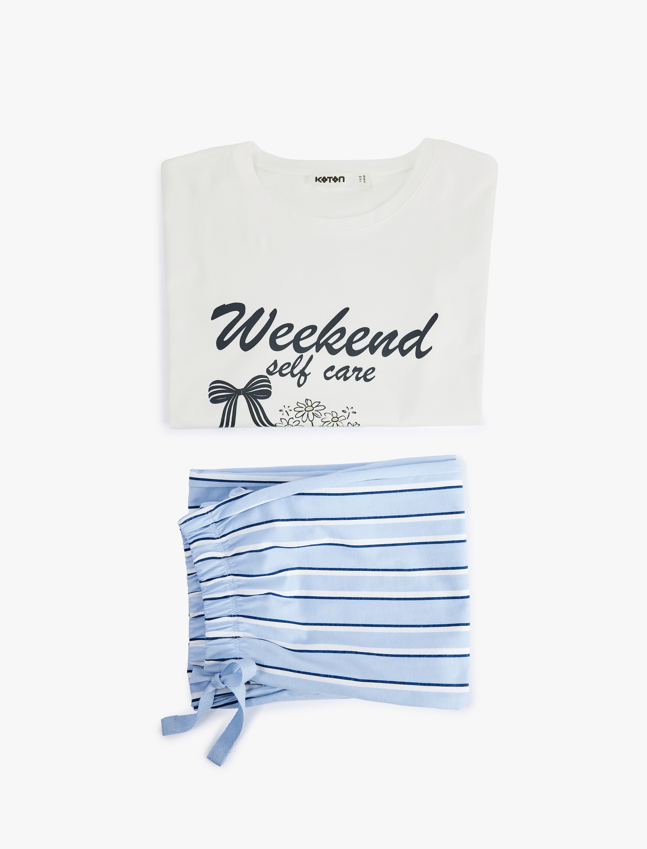   Pamuklu Rahat Kesim Kısa Kollu Baskılı Pijama Seti