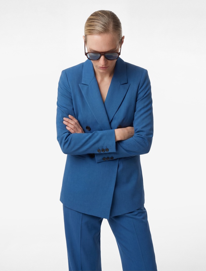  Kruvaze Yaka Uzun Kollu Blazer Ceket