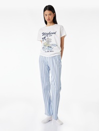 Pamuklu Rahat Kesim Kısa Kollu Baskılı Pijama Seti