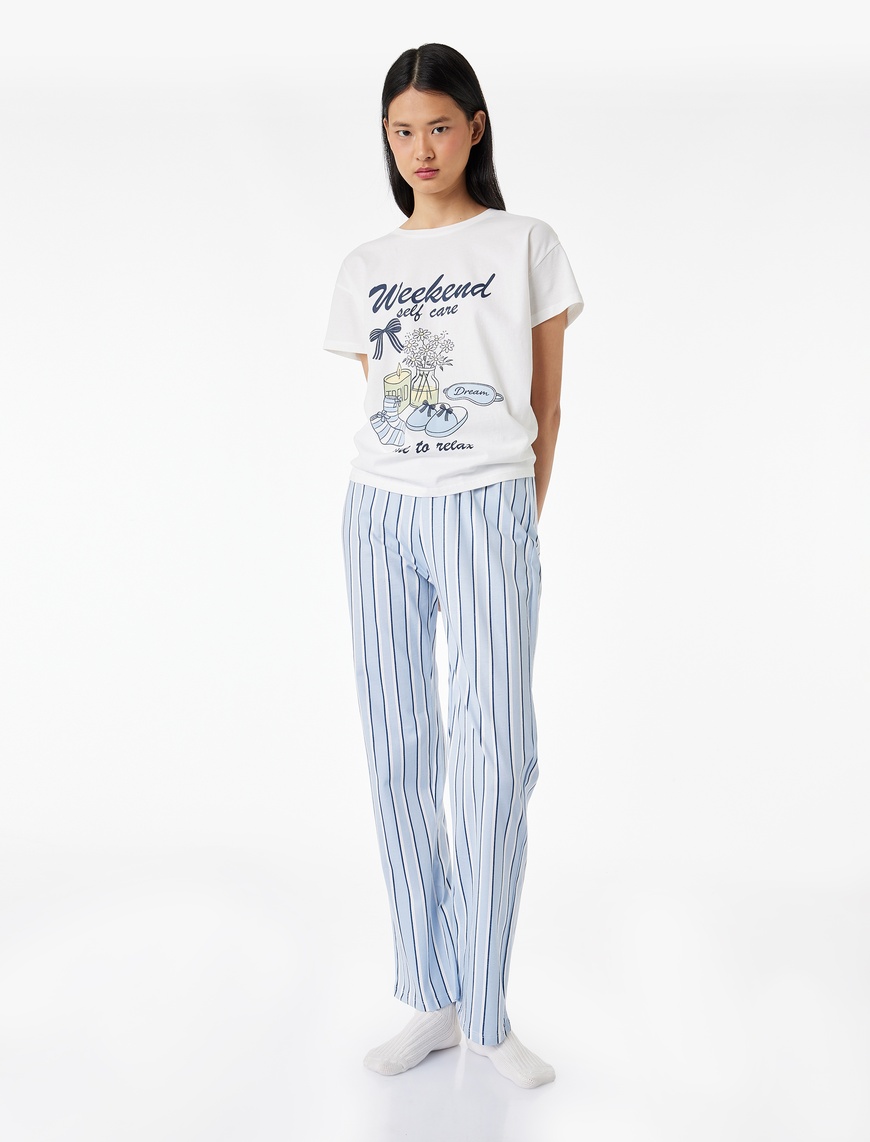 Koton Kadın Pamuklu Rahat Kesim Kısa Kollu Baskılı Pijama Seti