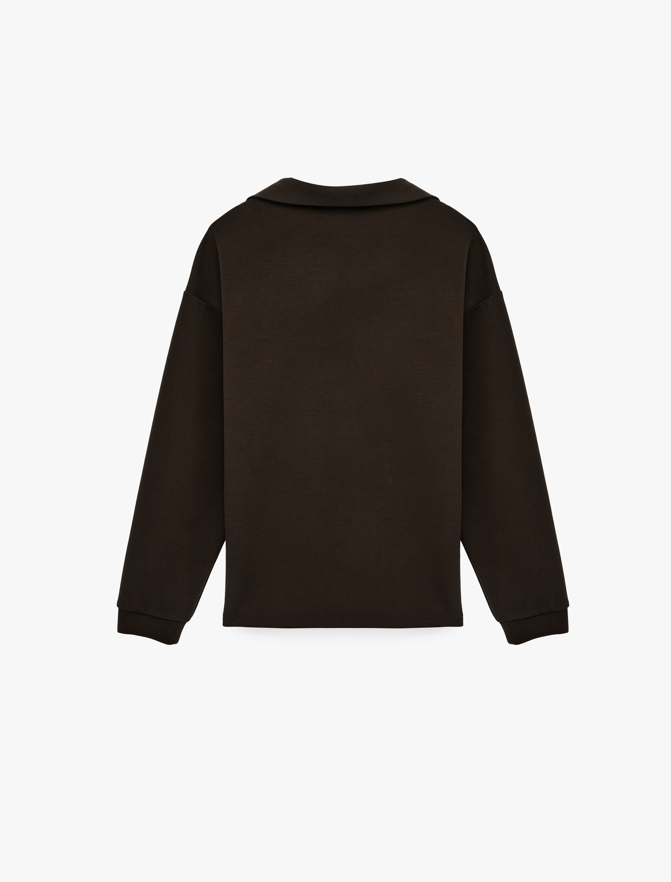   Modal Kumaş Uzun Kollu Rahat Kalıp Polo Yaka Sweatshirt