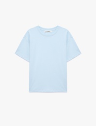 Rahat Kalıp Kısa Kollu Bisiklet Yaka Pamuklu Basic Tişört