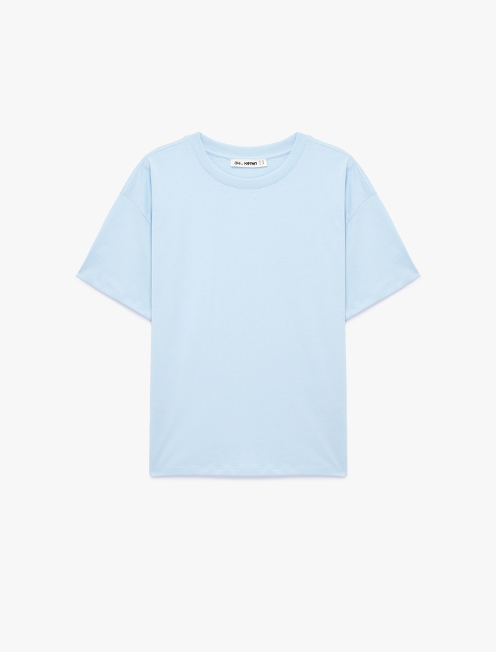  Rahat Kalıp Kısa Kollu Bisiklet Yaka Pamuklu Basic Tişört