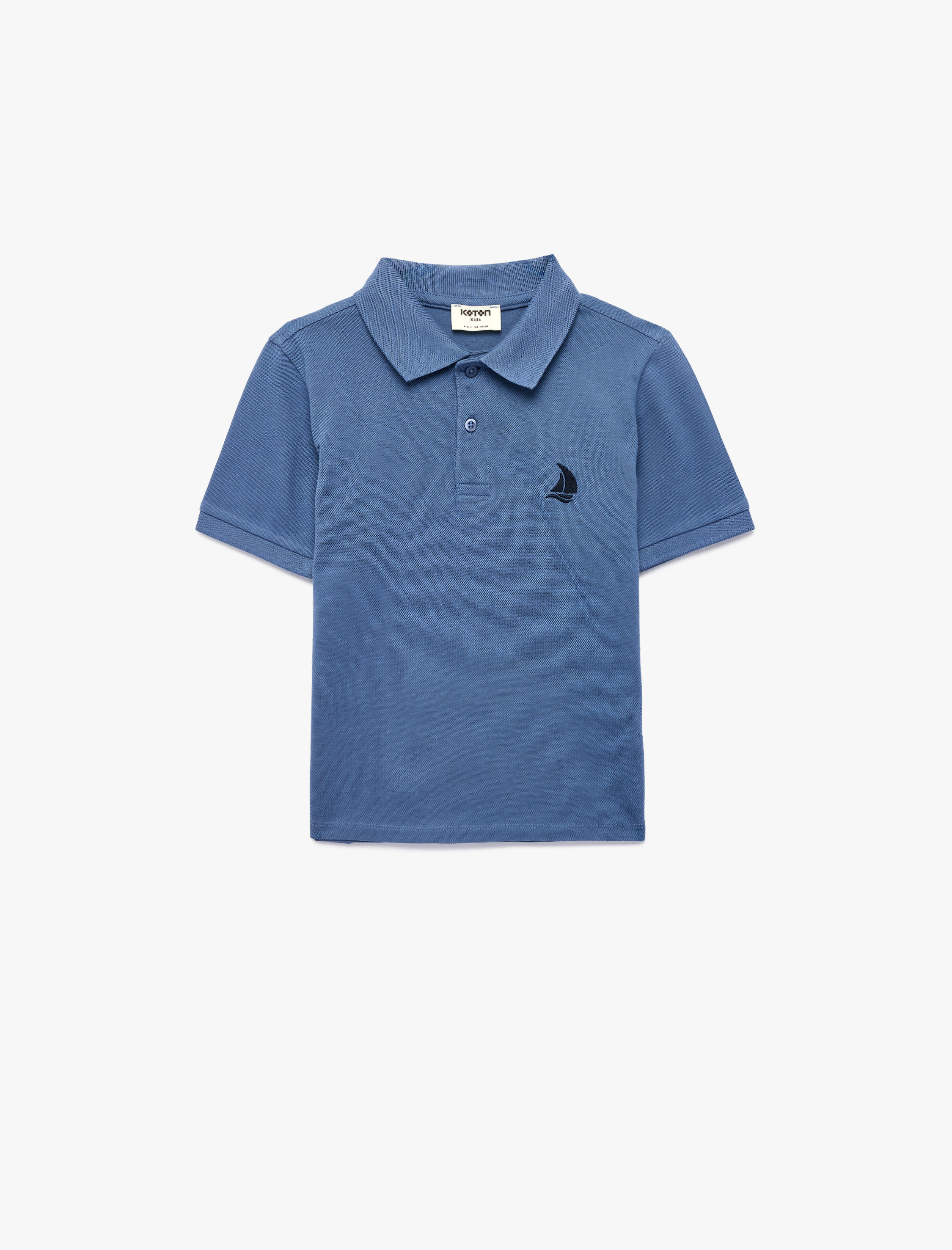  Erkek Çocuk Pamuklu Kısa Kollu Nakış Detaylı Polo Yaka Tişört