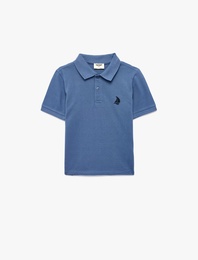 Pamuklu Kısa Kollu Nakış Detaylı Polo Yaka Tişört