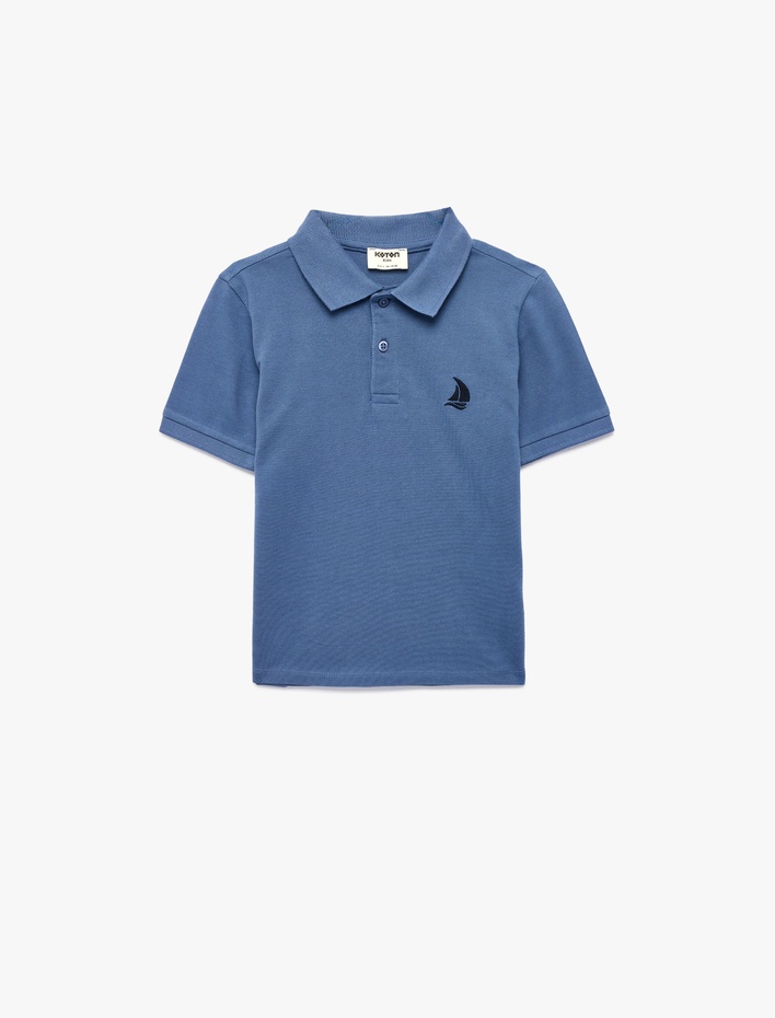 Erkek Çocuk Pamuklu Kısa Kollu Nakış Detaylı Polo Yaka Tişört