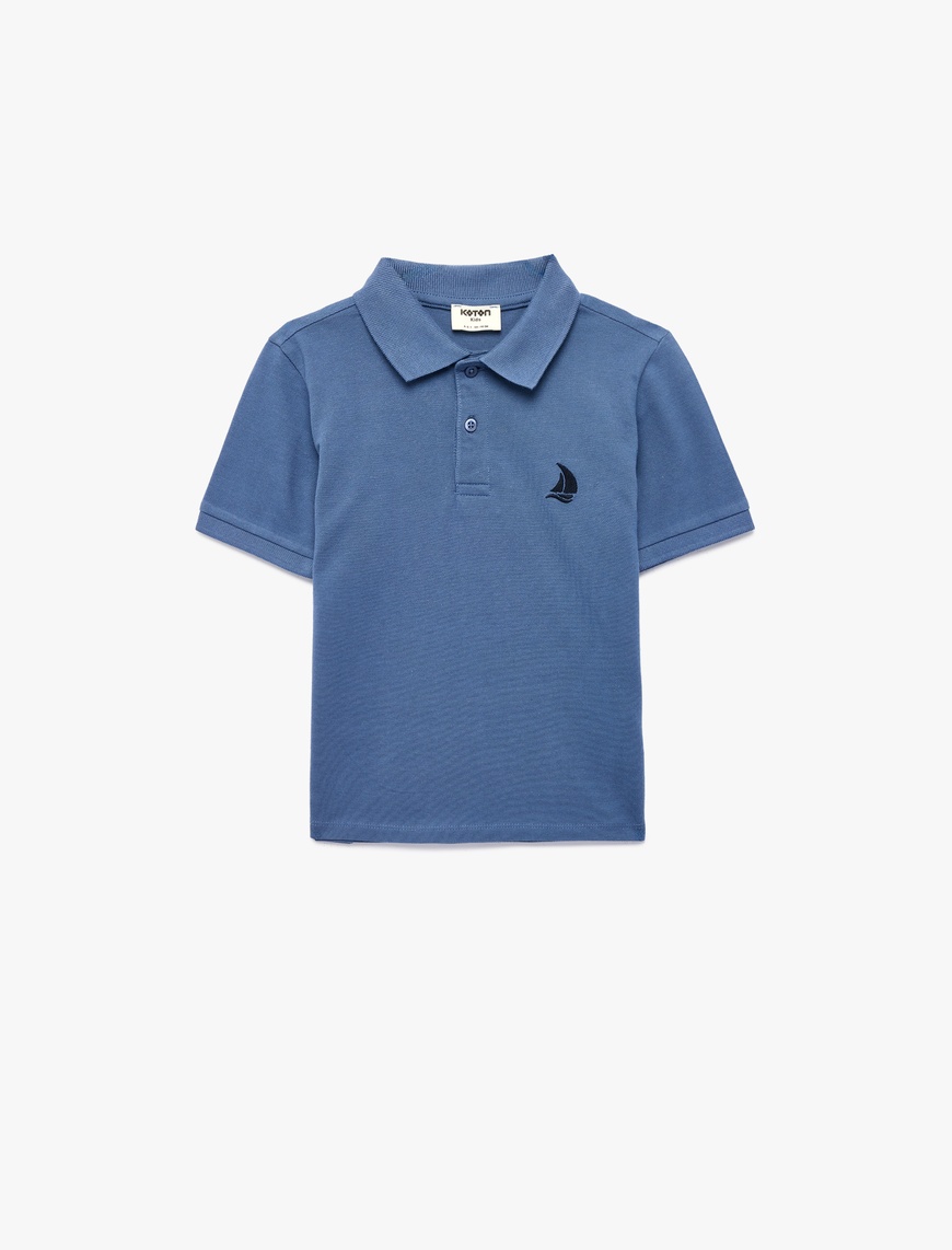 Koton Pamuklu Kısa Kollu Nakış Detaylı Polo Yaka T-Shirt