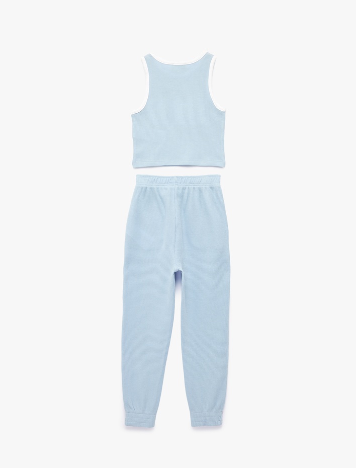 Kız Çocuk Pamuklu Bisiklet Yaka Atlet ve Eşofman Altı - 2'li Takım