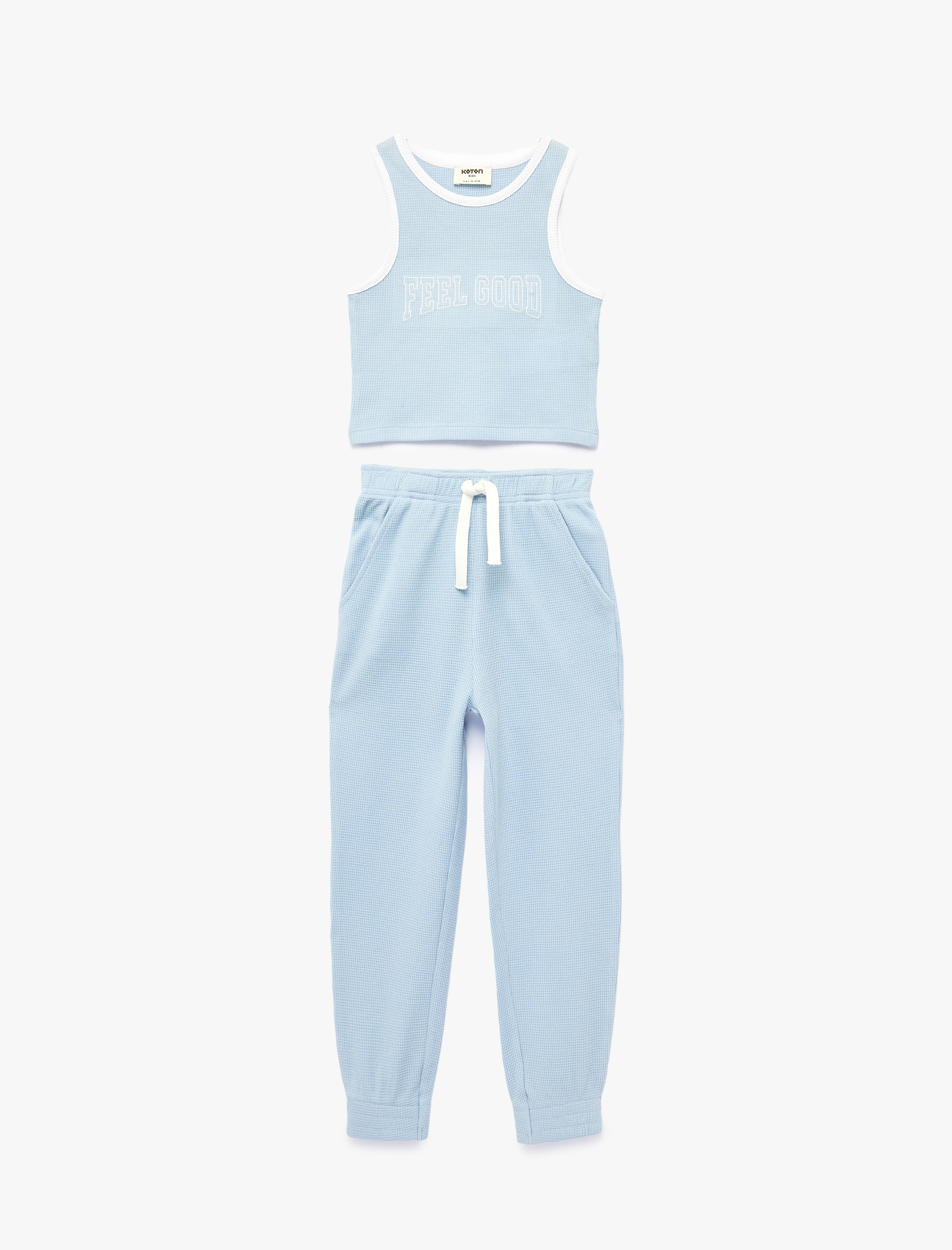  Kız Çocuk Pamuklu Bisiklet Yaka Atlet ve Eşofman Altı - 2'li Takım