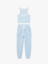 Pamuklu Bisiklet Yaka Atlet ve Eşofman Altı - 2'li Takım