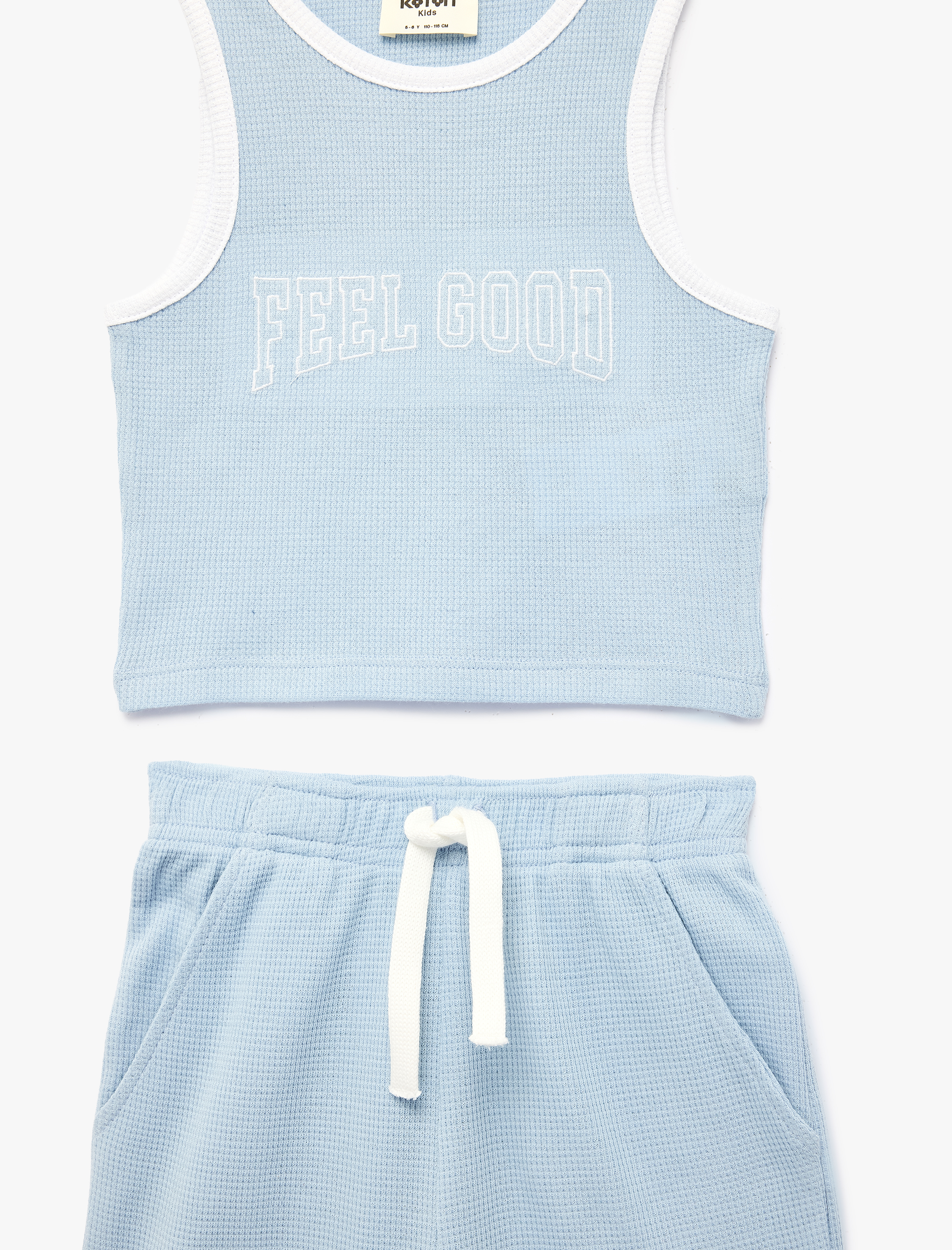  Kız Çocuk Pamuklu Bisiklet Yaka Atlet ve Eşofman Altı - 2'li Takım