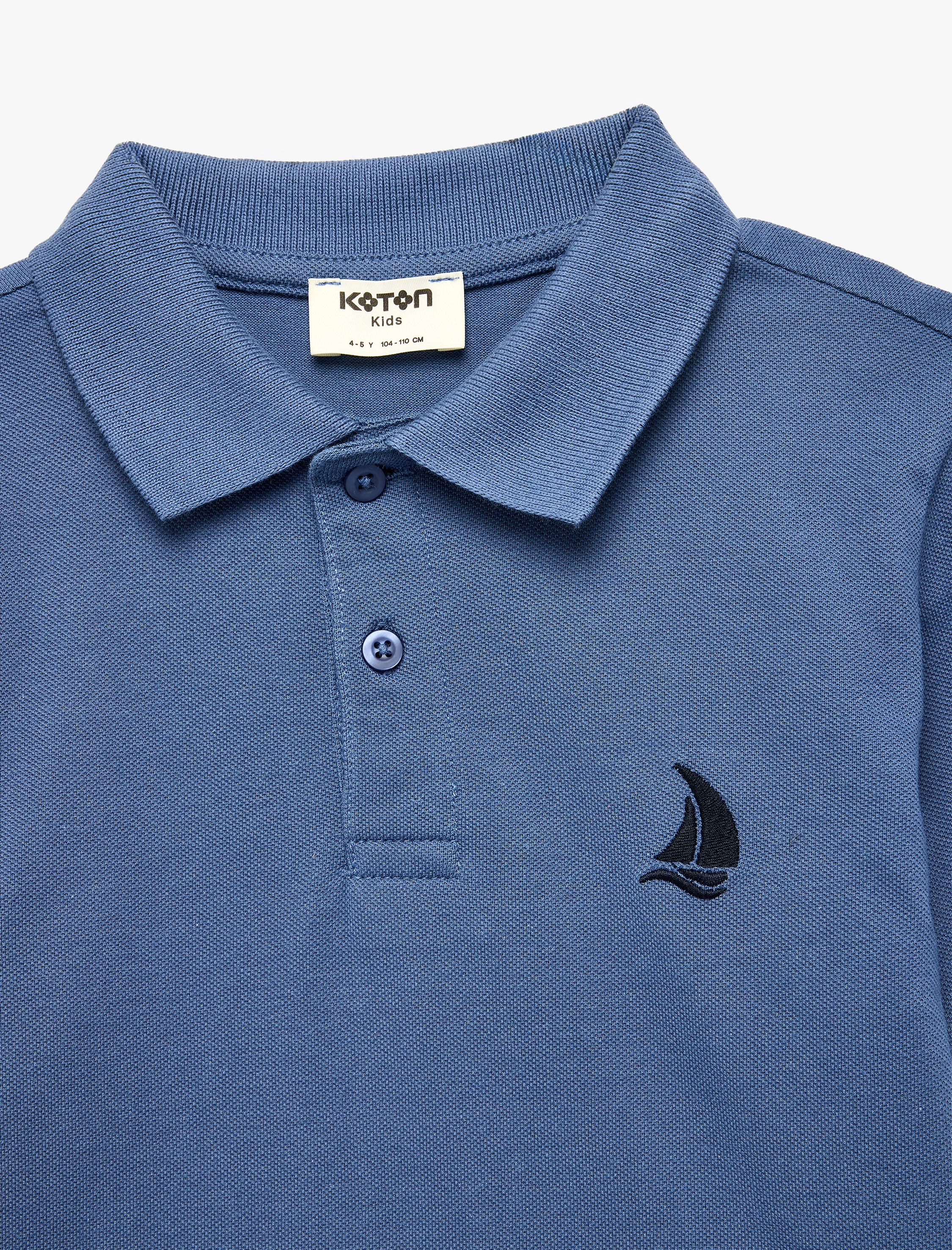  Erkek Çocuk Pamuklu Kısa Kollu Nakış Detaylı Polo Yaka Tişört